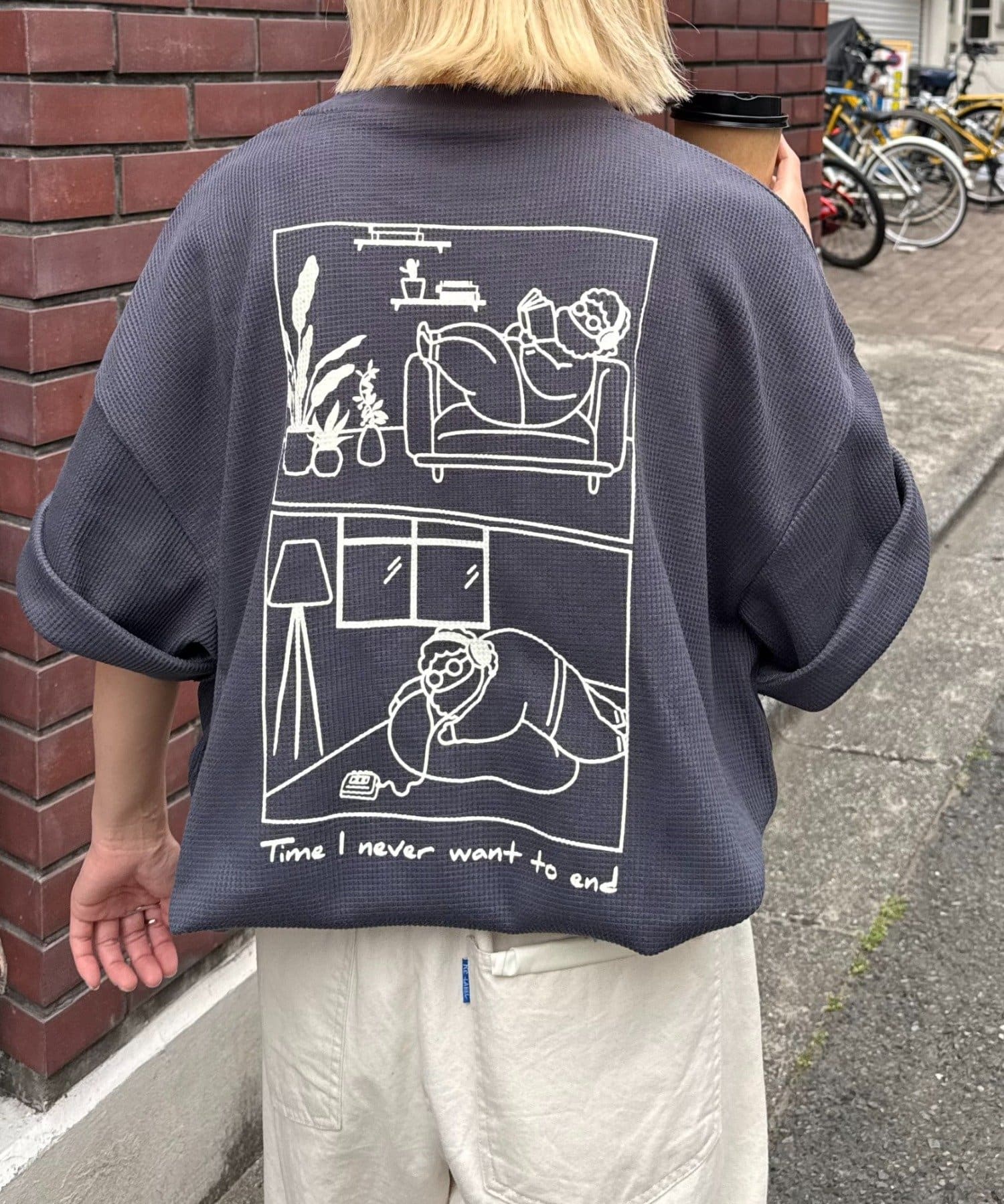 CIAOPANIC TYPY(チャオパニックティピー) OJISAN刺繍バックプリントワッフルTEE