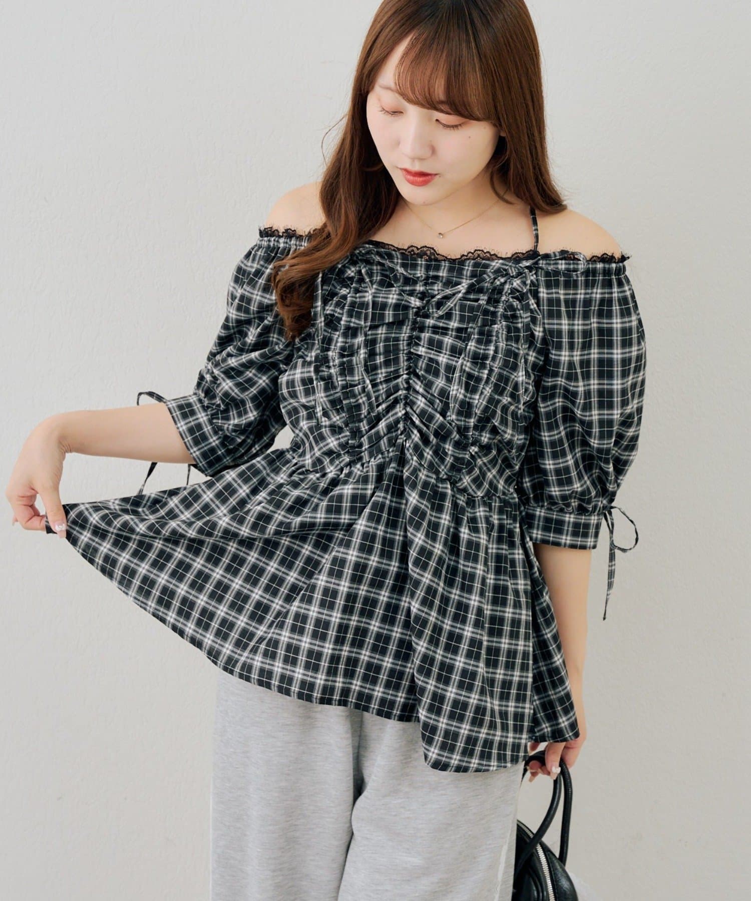 NICE CLAUP / OLIVE des OLIVE OUTLET(ナイスクラップ  / オリーブ デ オリーブ アウトレット) 【ANOTHER BRANCH】ドロストリボンチュニックブラウス