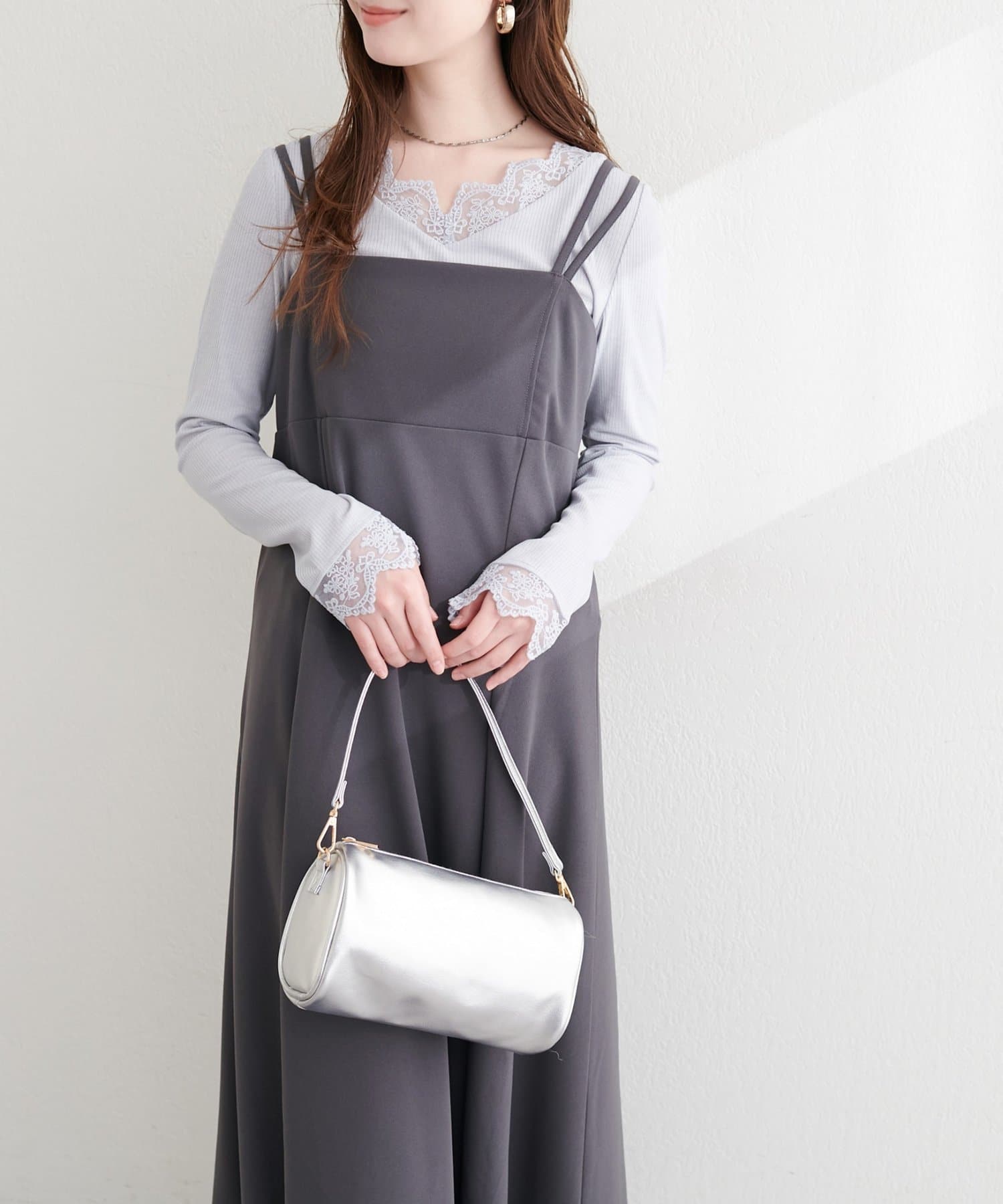 natural couture(ナチュラルクチュール) カットジョーゼットキャミワンピース