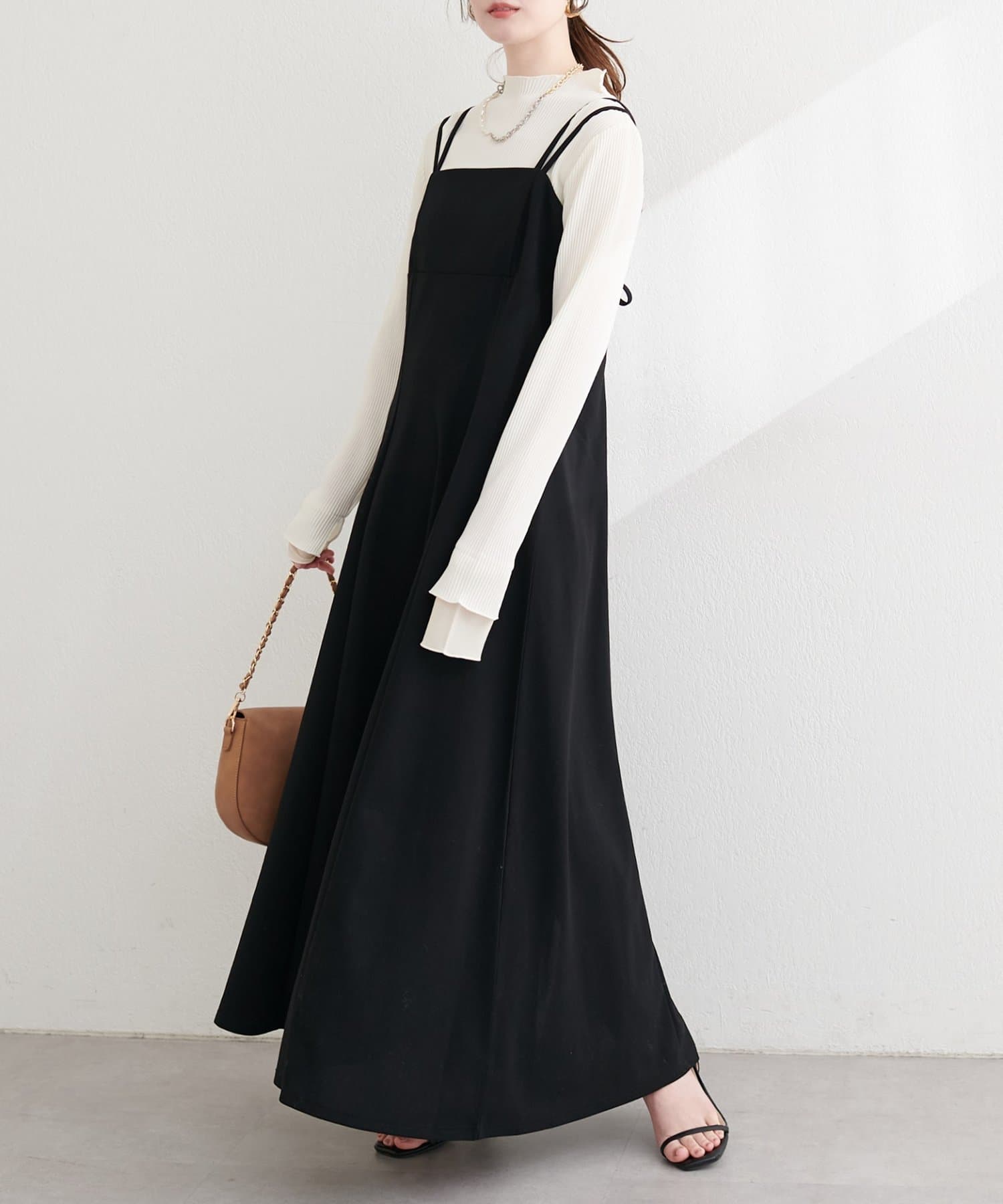 natural couture(ナチュラルクチュール) カットジョーゼットキャミワンピース