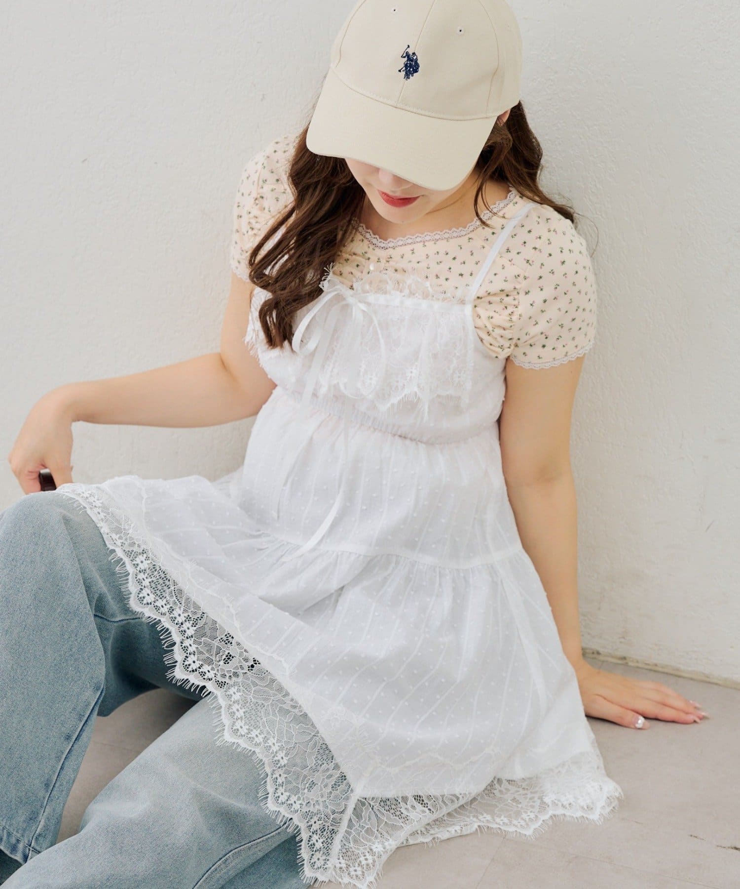 NICE CLAUP / OLIVE des OLIVE OUTLET(ナイスクラップ  / オリーブ デ オリーブ アウトレット) 【continuer】レース付アソートキャミチュニック