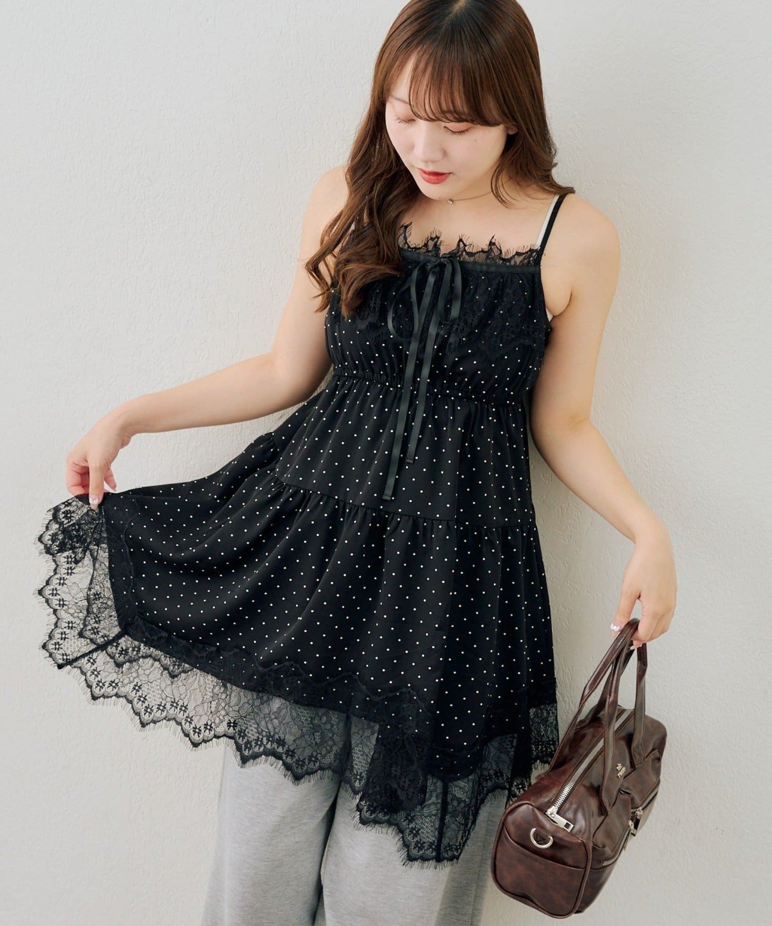 NICE CLAUP / OLIVE des OLIVE OUTLET(ナイスクラップ  / オリーブ デ オリーブ アウトレット) 【continuer】レース付アソートキャミチュニック