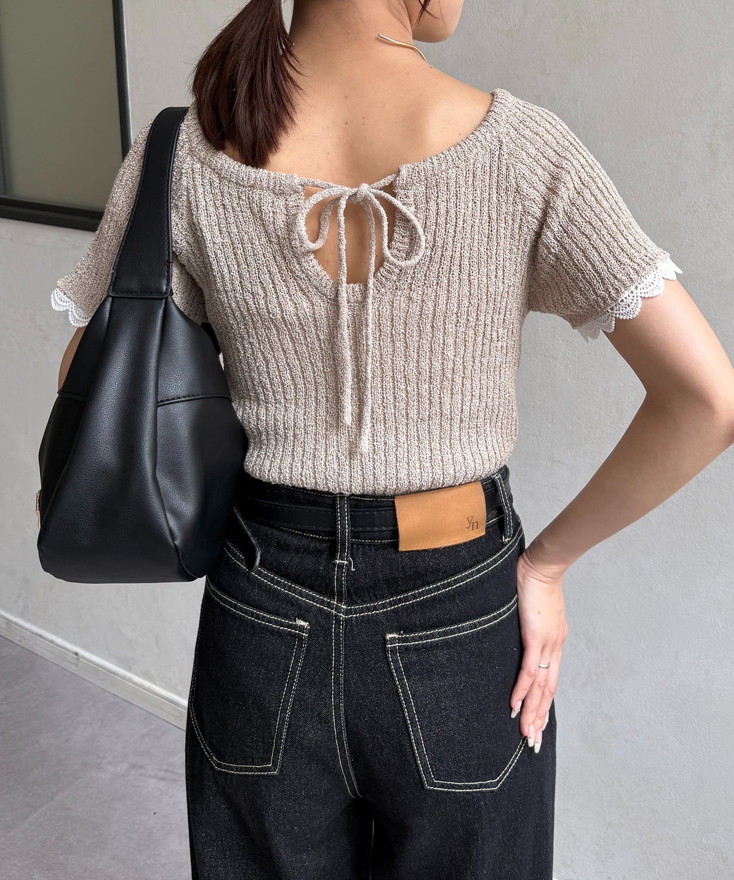 Thevon.(ゼヴォン) 袖レース付き2WAYリボンニット