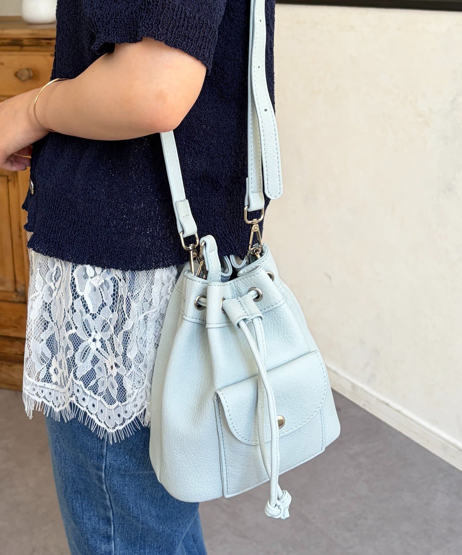 Chez toi(シェトワ) フロントポケット巾着2WAYBAG