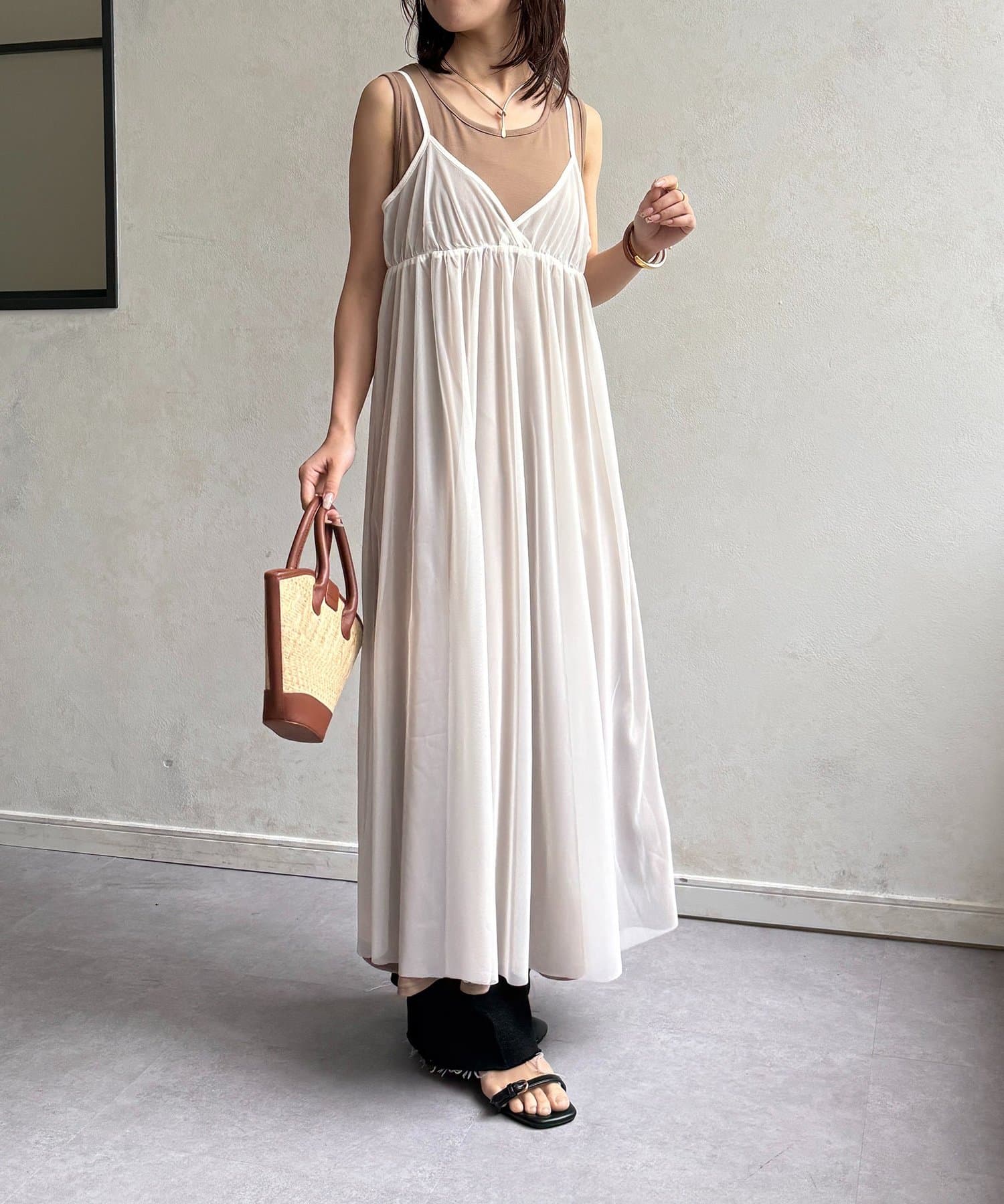 Thevon.(ゼヴォン) ノースリワンピース×チュールキャミワンピースセット