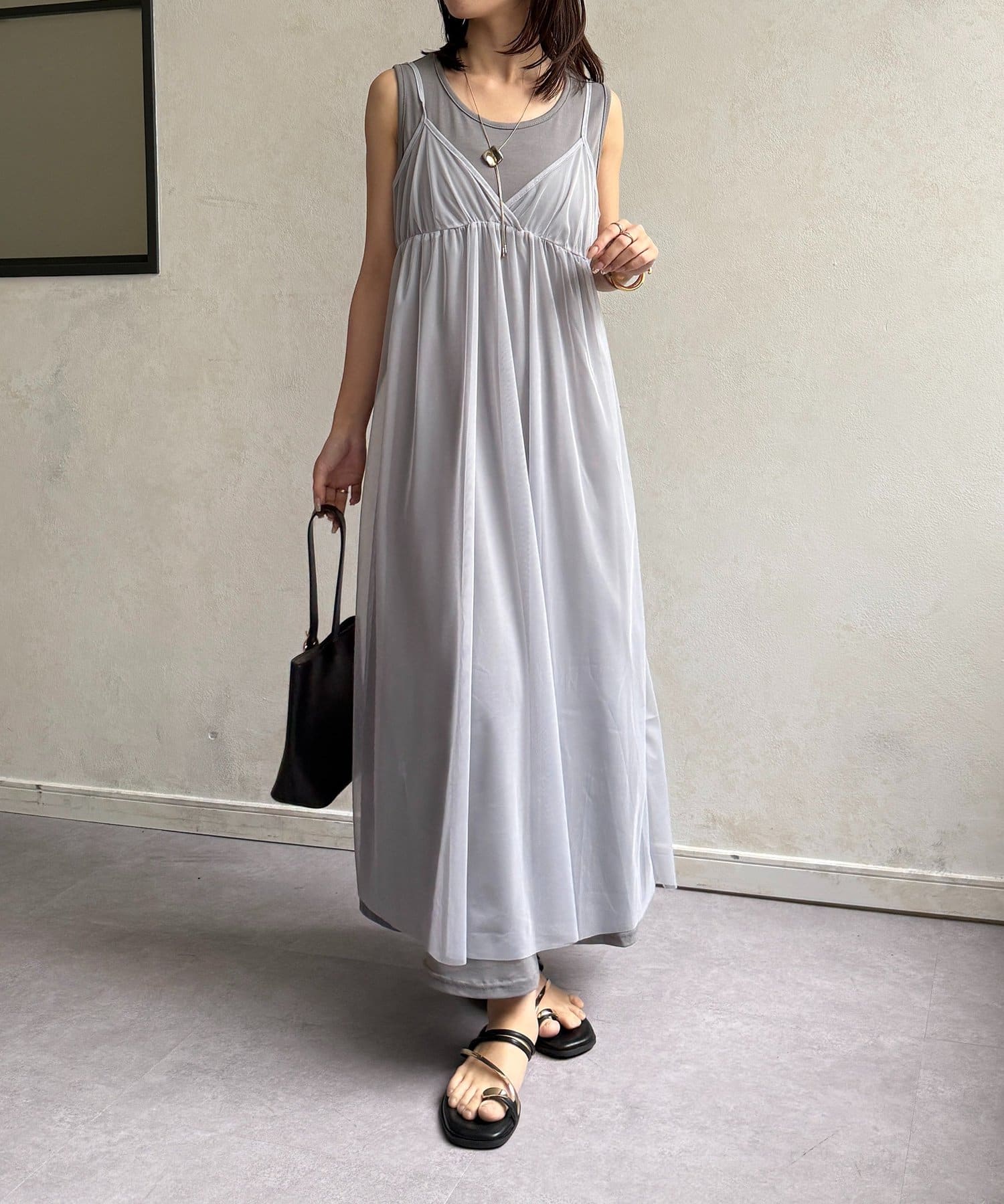 Thevon.(ゼヴォン) ノースリワンピース×チュールキャミワンピースセット