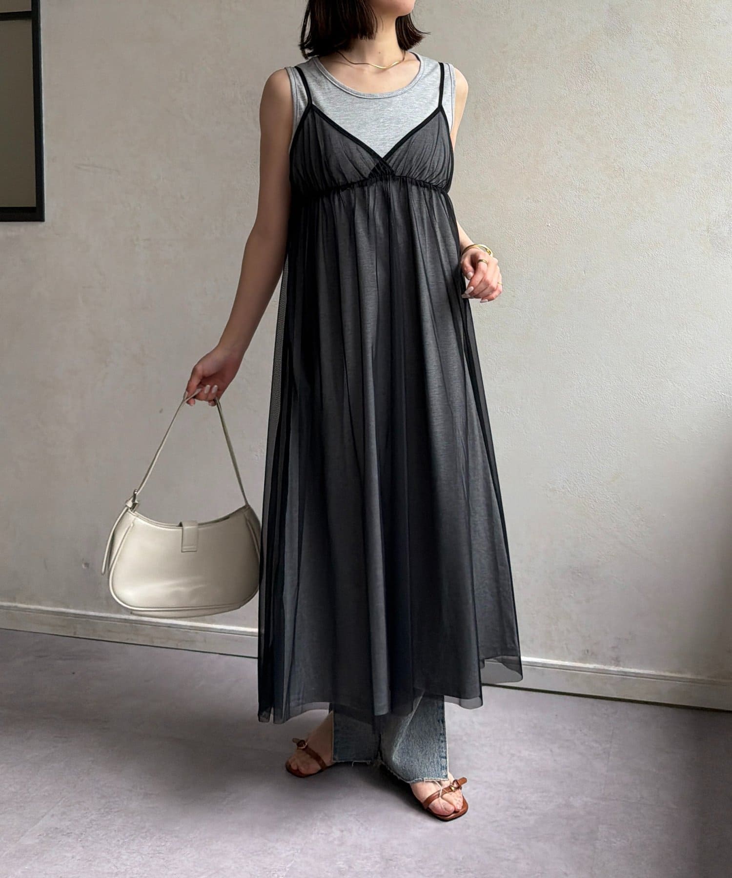 Thevon.(ゼヴォン) ノースリワンピース×チュールキャミワンピースセット