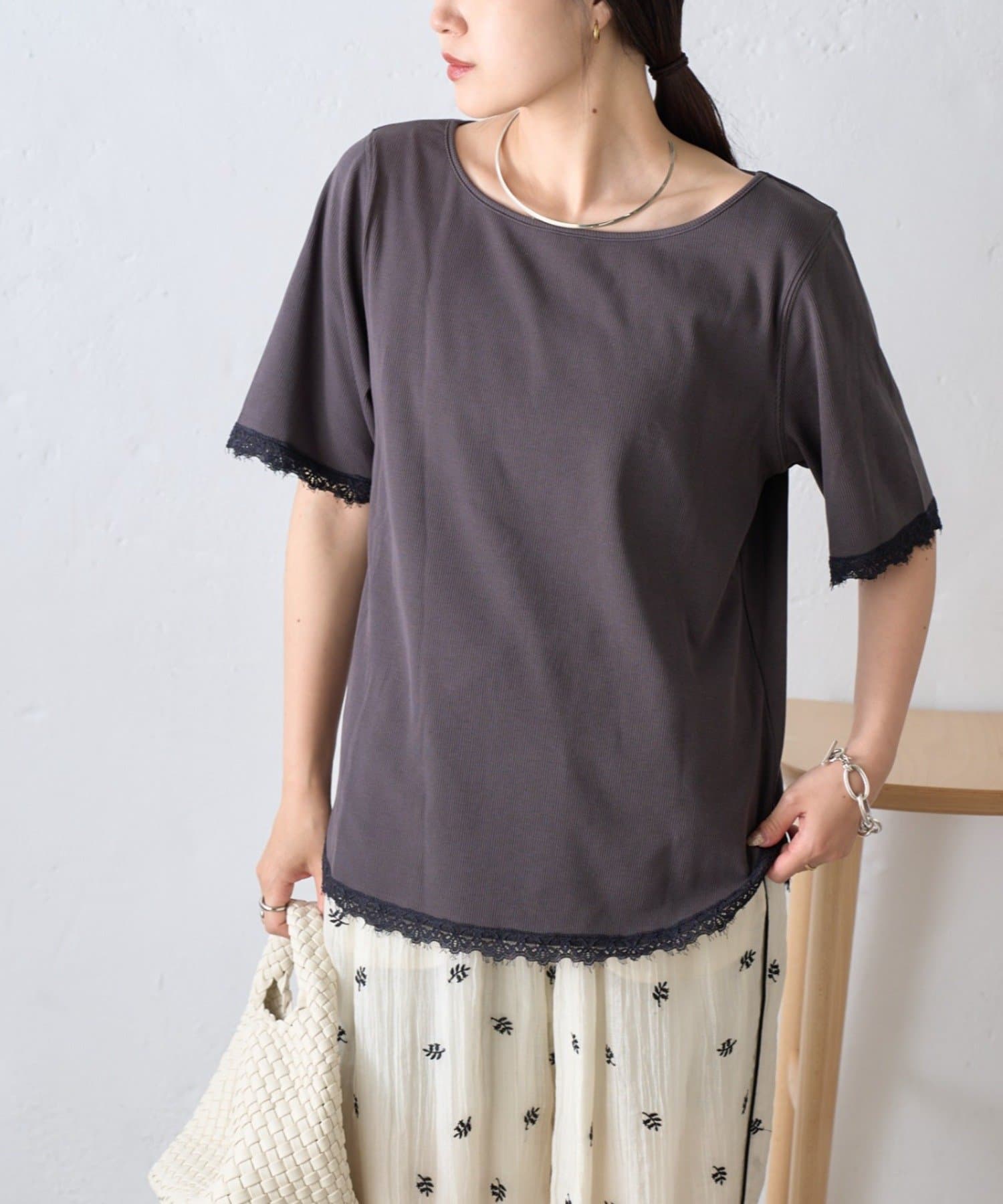 CIAOPANIC TYPY(チャオパニックティピー) 袖裾レースリブTee