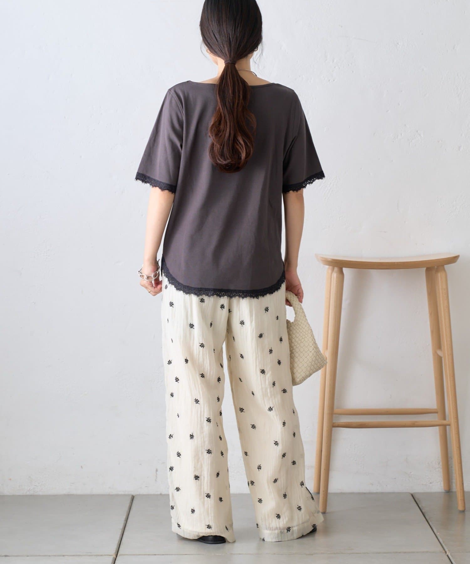 CIAOPANIC TYPY(チャオパニックティピー) 袖裾レースリブTee