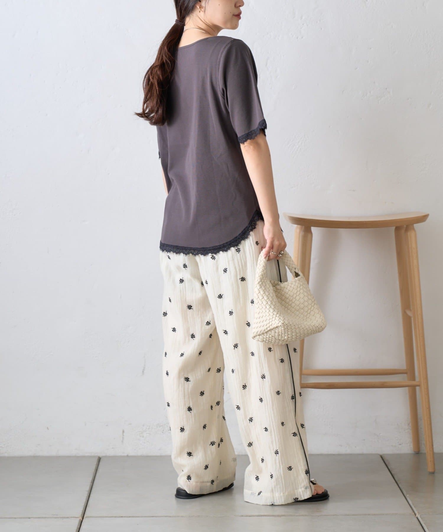 CIAOPANIC TYPY(チャオパニックティピー) 袖裾レースリブTee