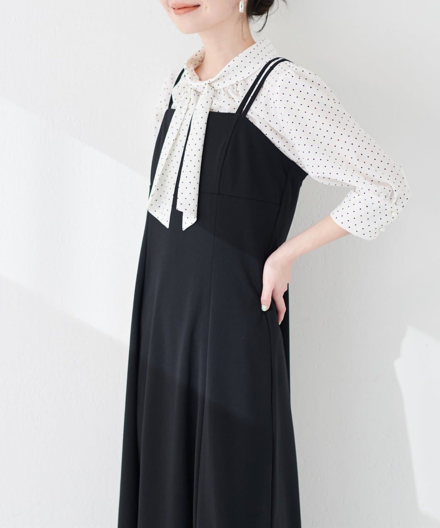 NICE CLAUP / OLIVE des OLIVE OUTLET(ナイスクラップ  / オリーブ デ オリーブ アウトレット) 【natural couture】袖口パールノット結び６分袖ブラウス