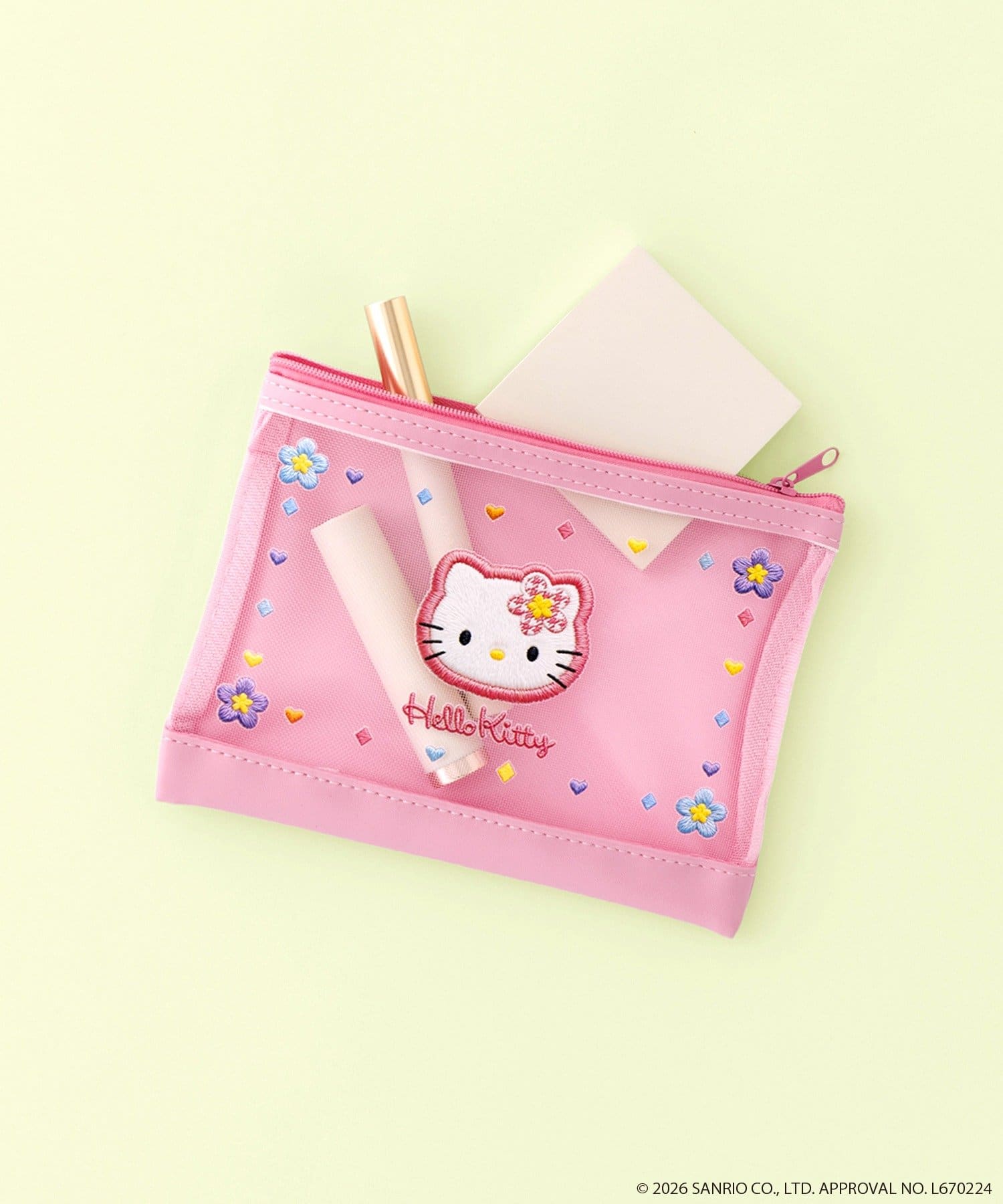 3COINS(スリーコインズ) メッシュポーチ／HELLO KITTY