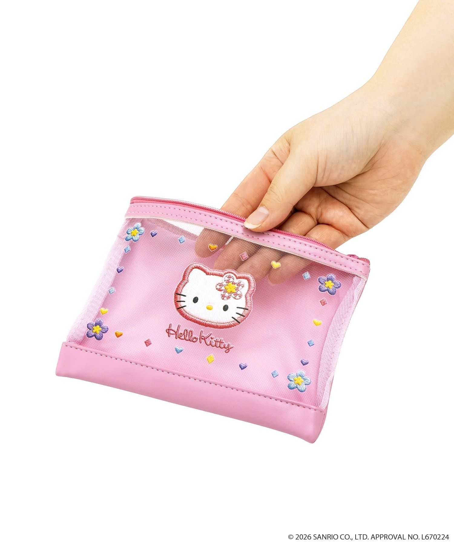 3COINS(スリーコインズ) メッシュポーチ／HELLO KITTY
