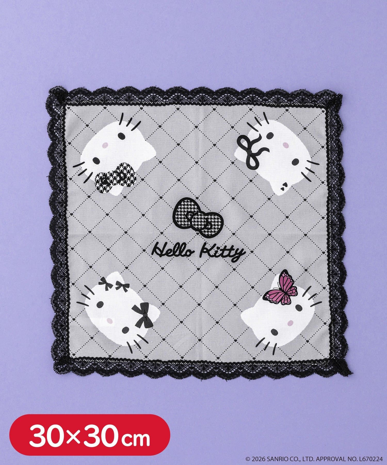 3COINS(スリーコインズ) ハンカチ：30×30cm／HELLO KITTY