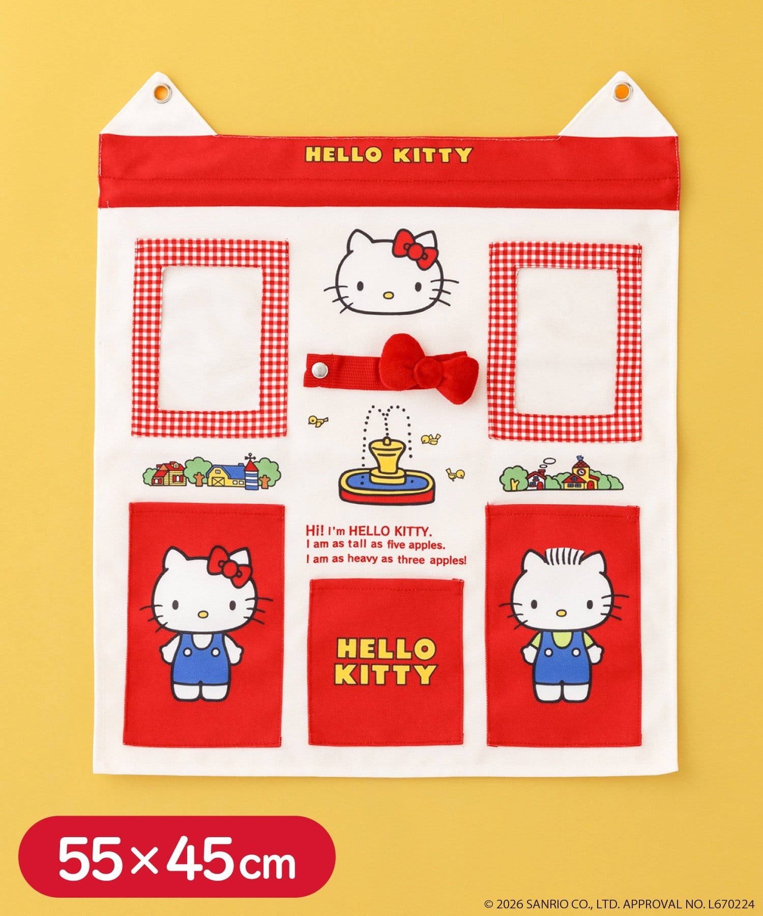 3COINS(スリーコインズ) ビッグウォールポケット：55×45cm／HELLO KITTY