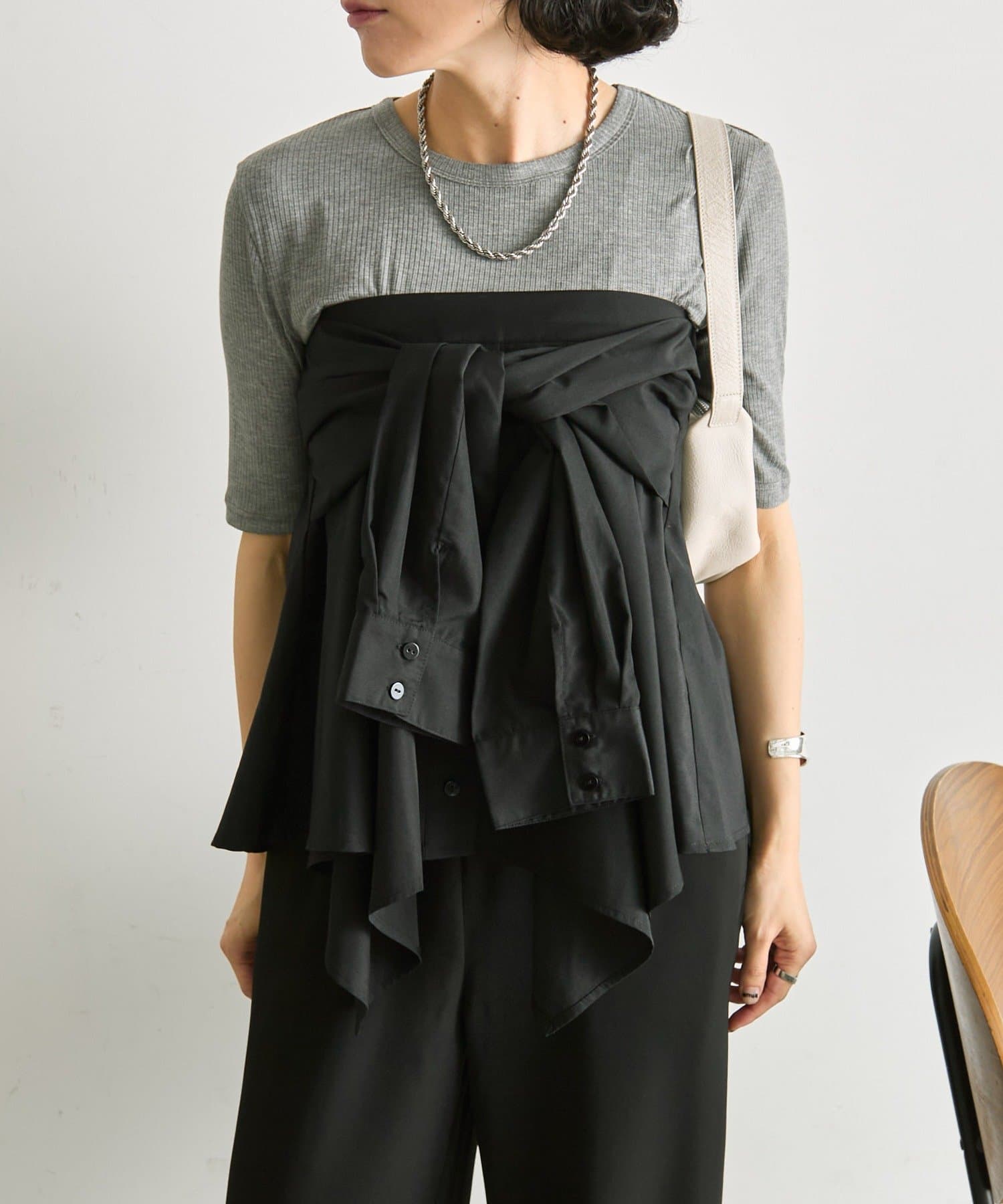 ear PAPILLONNER(イア パピヨネ) 《ビスチェとしてもラップスカートとしても使える》シャツ風レイヤードトップス【SUM1 STYLE(スミスタイル)】