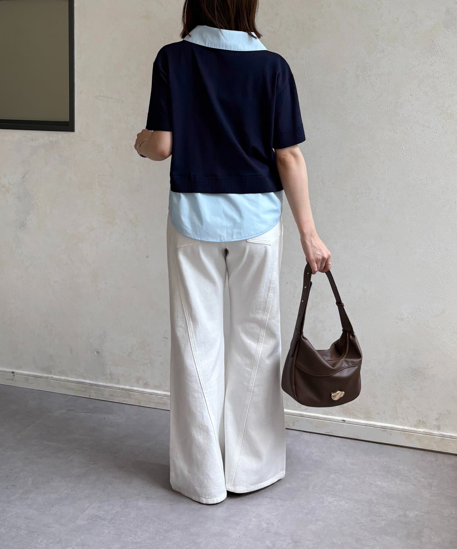 Thevon.(ゼヴォン) シャツドッキング半袖ニットプルオーバー