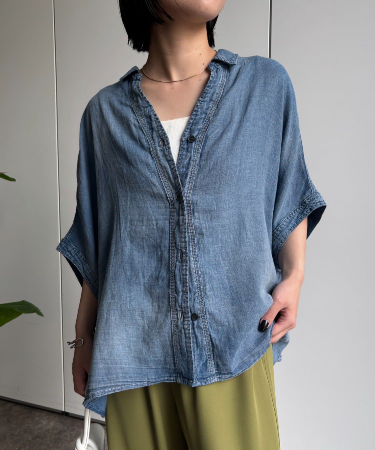 Jena　espace merveilleux(ジェナ　エスパスメルヴェイユ) 〈7/17インスタライブご紹介アイテム〉シアーデニムスキッパーシャツ