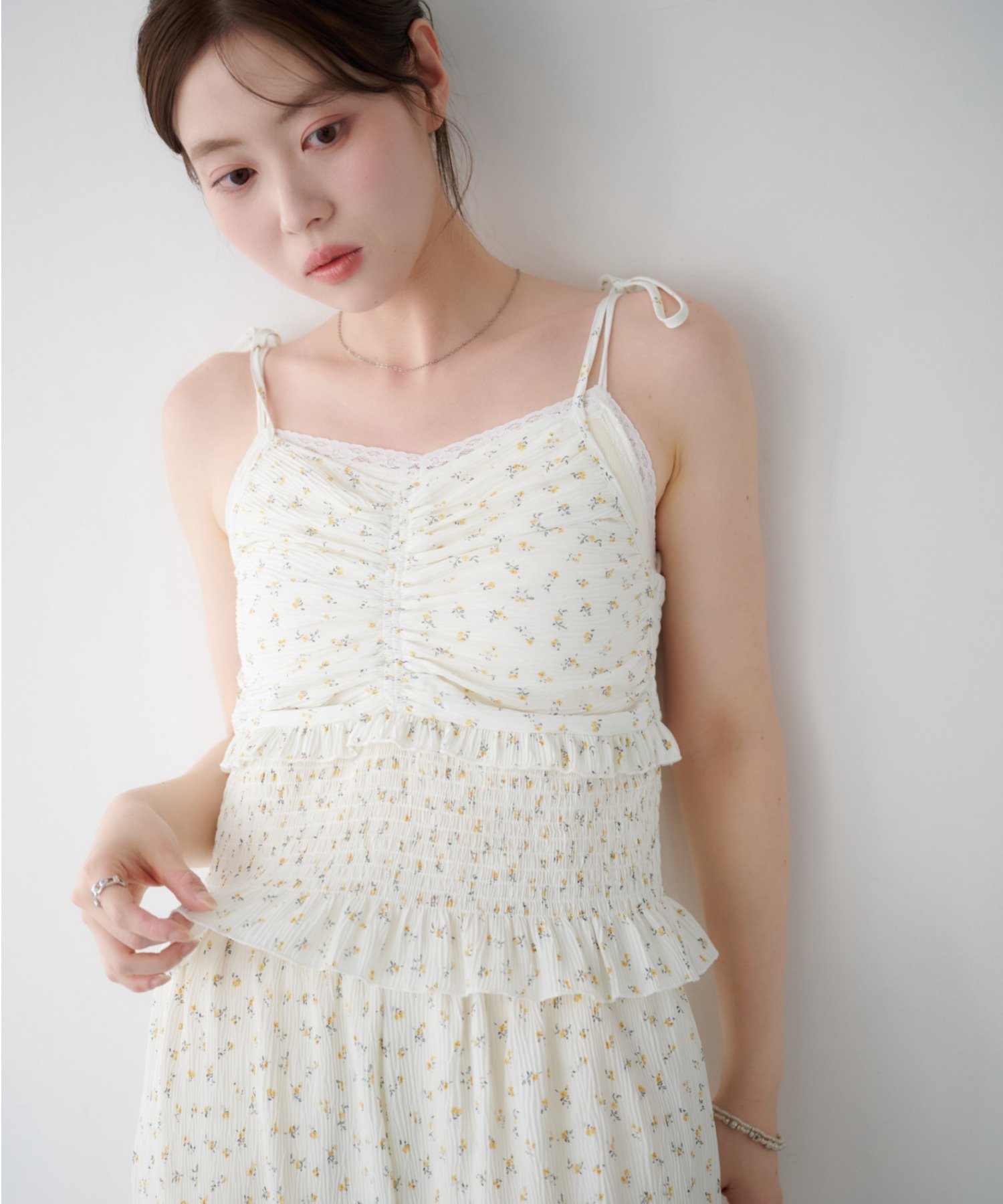 Kastane(カスタネ) 【6.14(日)0:00発売/WEB先行/2サイズ展開/低身長サイズ】プリーツフラワーサロペット