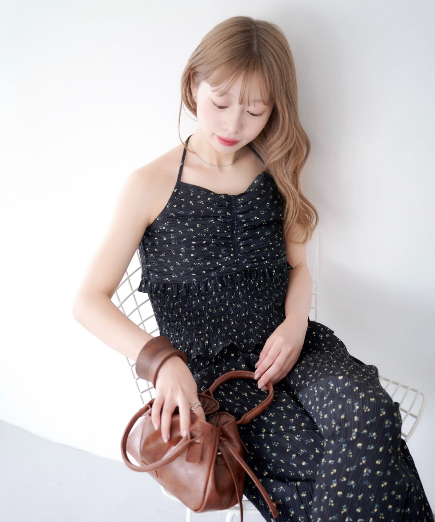Kastane(カスタネ) 【6.14(日)0:00発売/WEB先行/2サイズ展開/低身長サイズ】プリーツフラワーサロペット