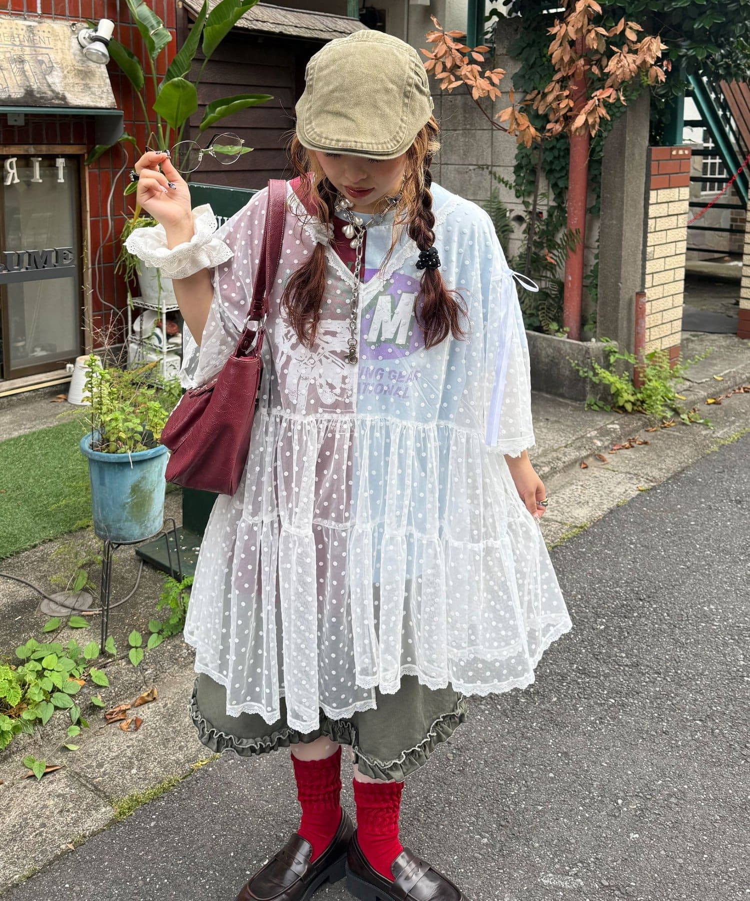 CIAOPANIC(チャオパニック) 【ゆなまる(＠yuna_maruu)企画】ドットチュールリメイクTシャツワンピース