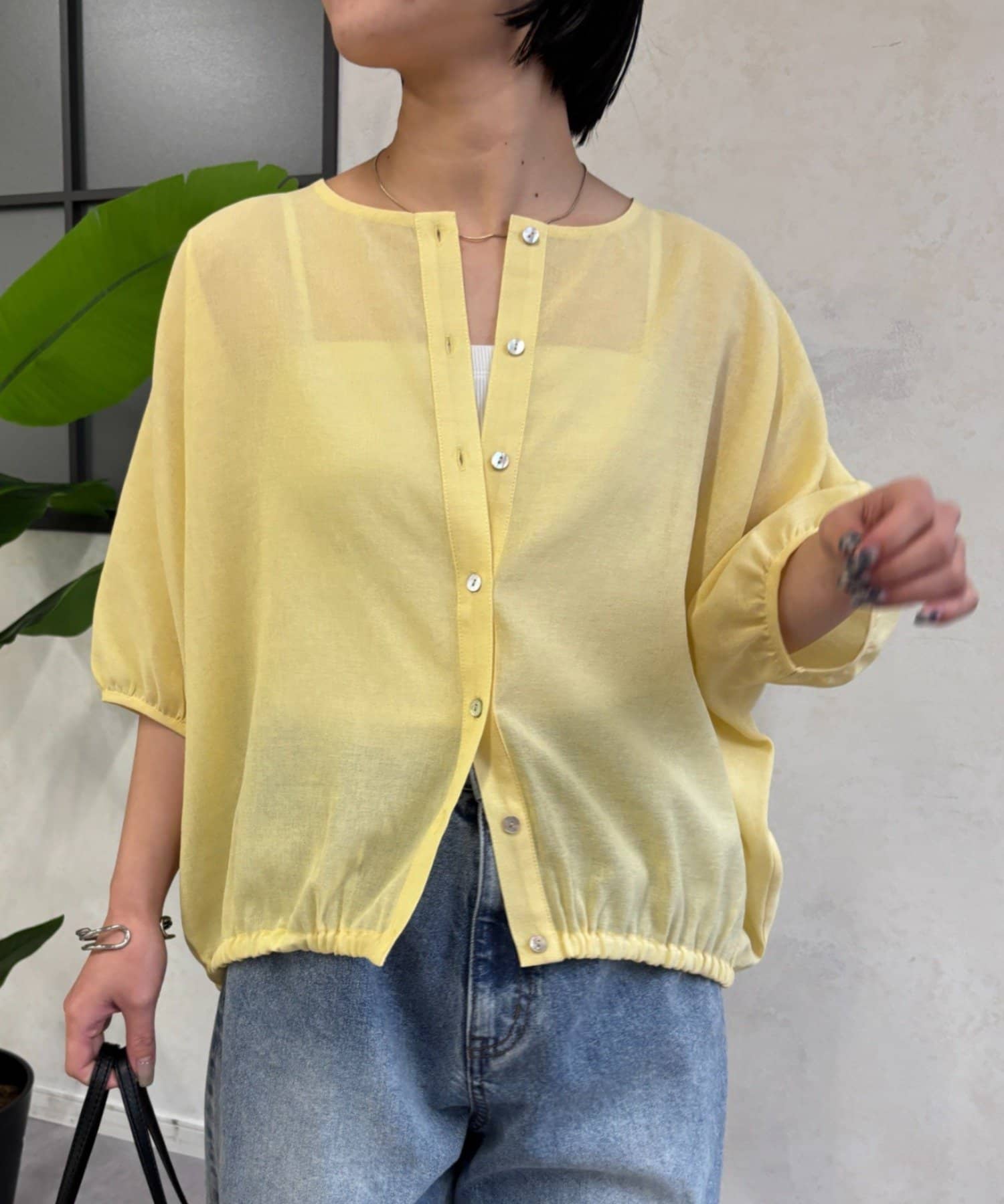 Jena　espace merveilleux(ジェナ　エスパスメルヴェイユ) シアー麻調ブラウス