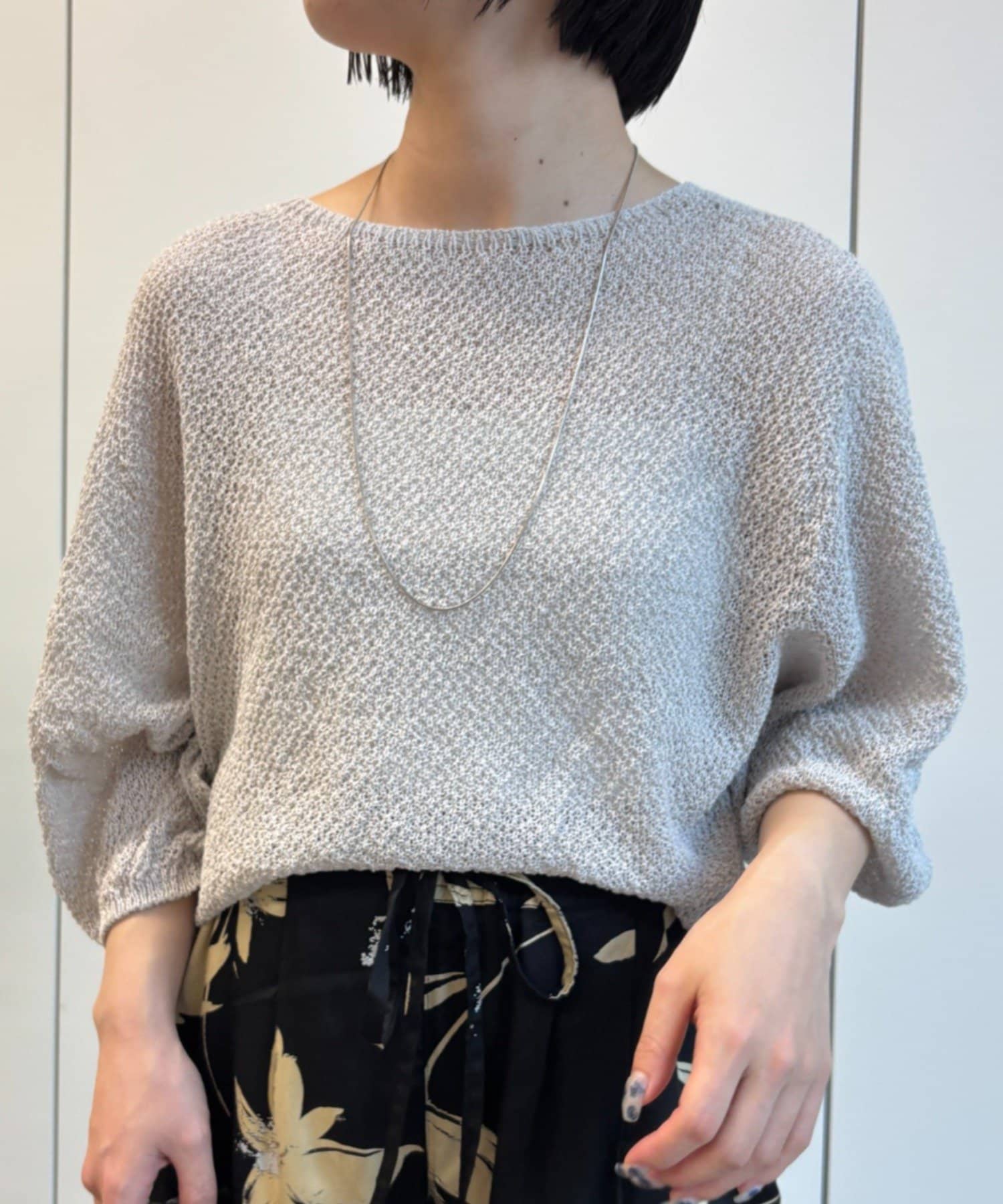 Jena　espace merveilleux(ジェナ　エスパスメルヴェイユ) ペーパーヤーン7分袖ニット