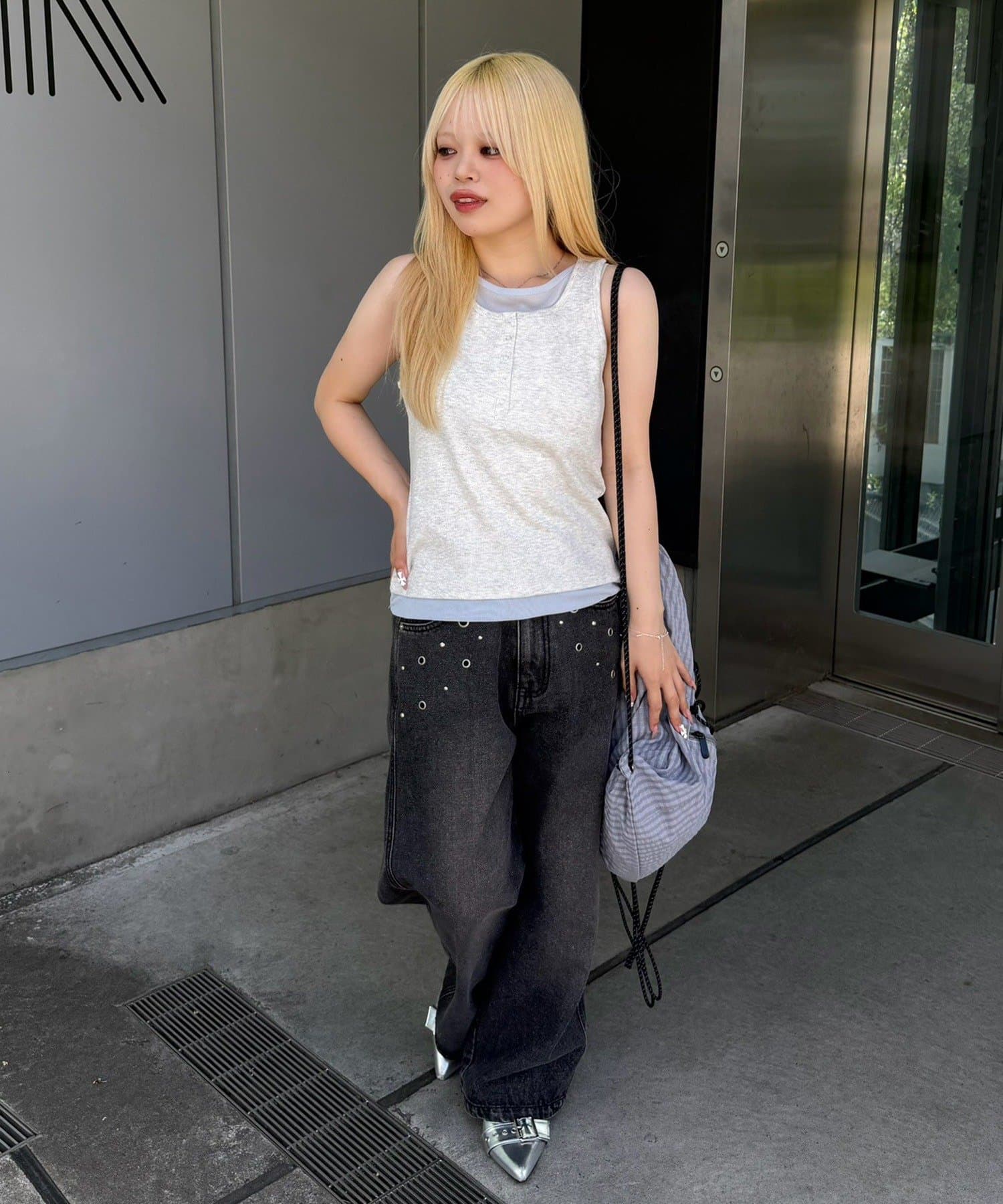 NICE CLAUP / OLIVE des OLIVE OUTLET(ナイスクラップ  / オリーブ デ オリーブ アウトレット) 【@_puni.moe企画】ハトメ&チェーン付バギーパンツ