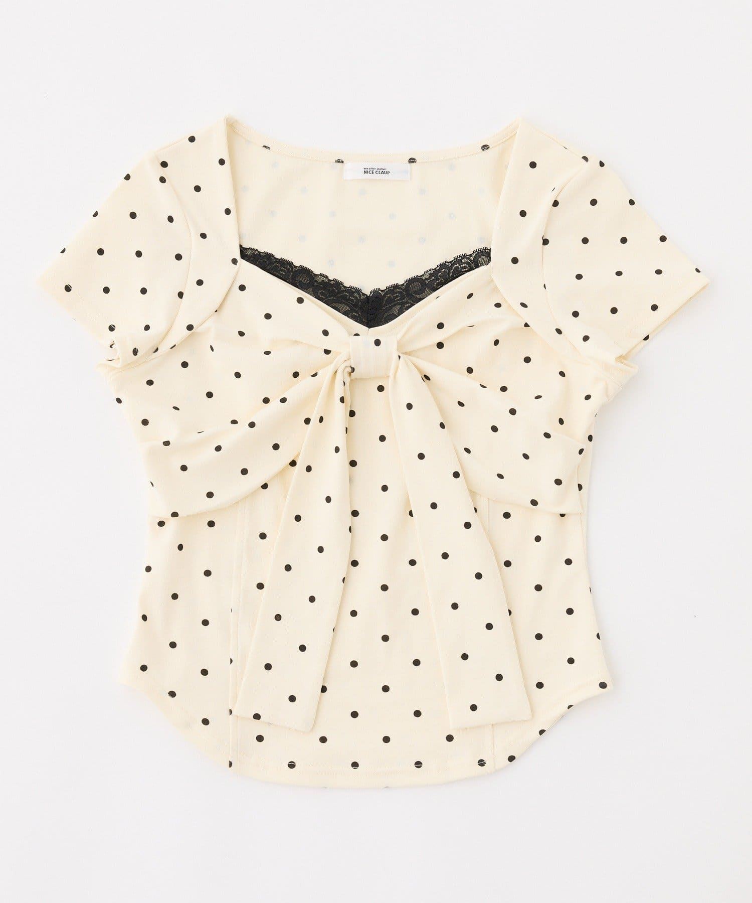 one after another NICE CLAUP(ワンアフターアナザー ナイスクラップ) 【hinano企画】レース付きフロントリボンTee