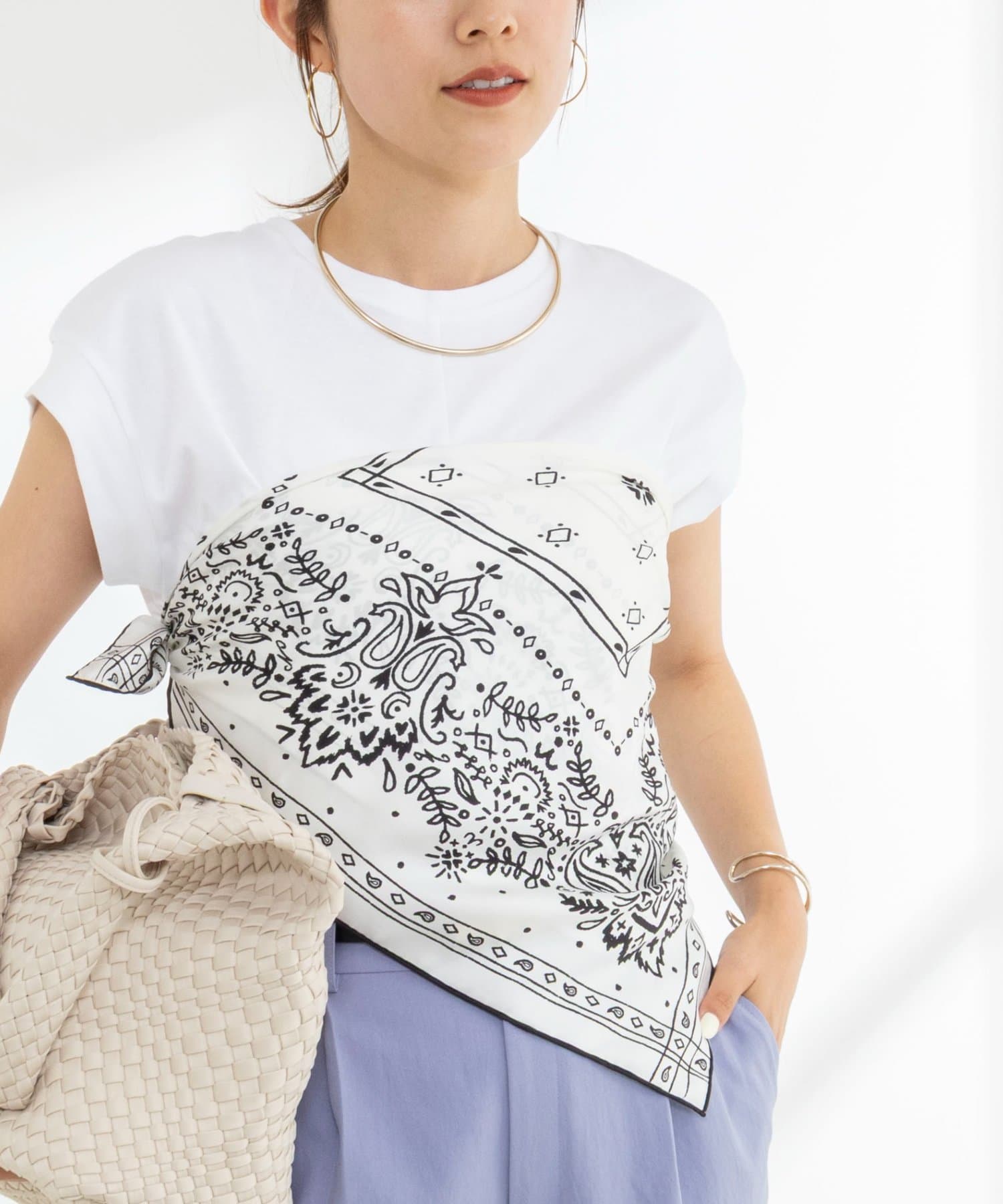 NOLLEY'S(ノーリーズ) 《ノーリーズオリジナル美容Tシャツ》シルクアミノ酸加工オーバーノースリーブ