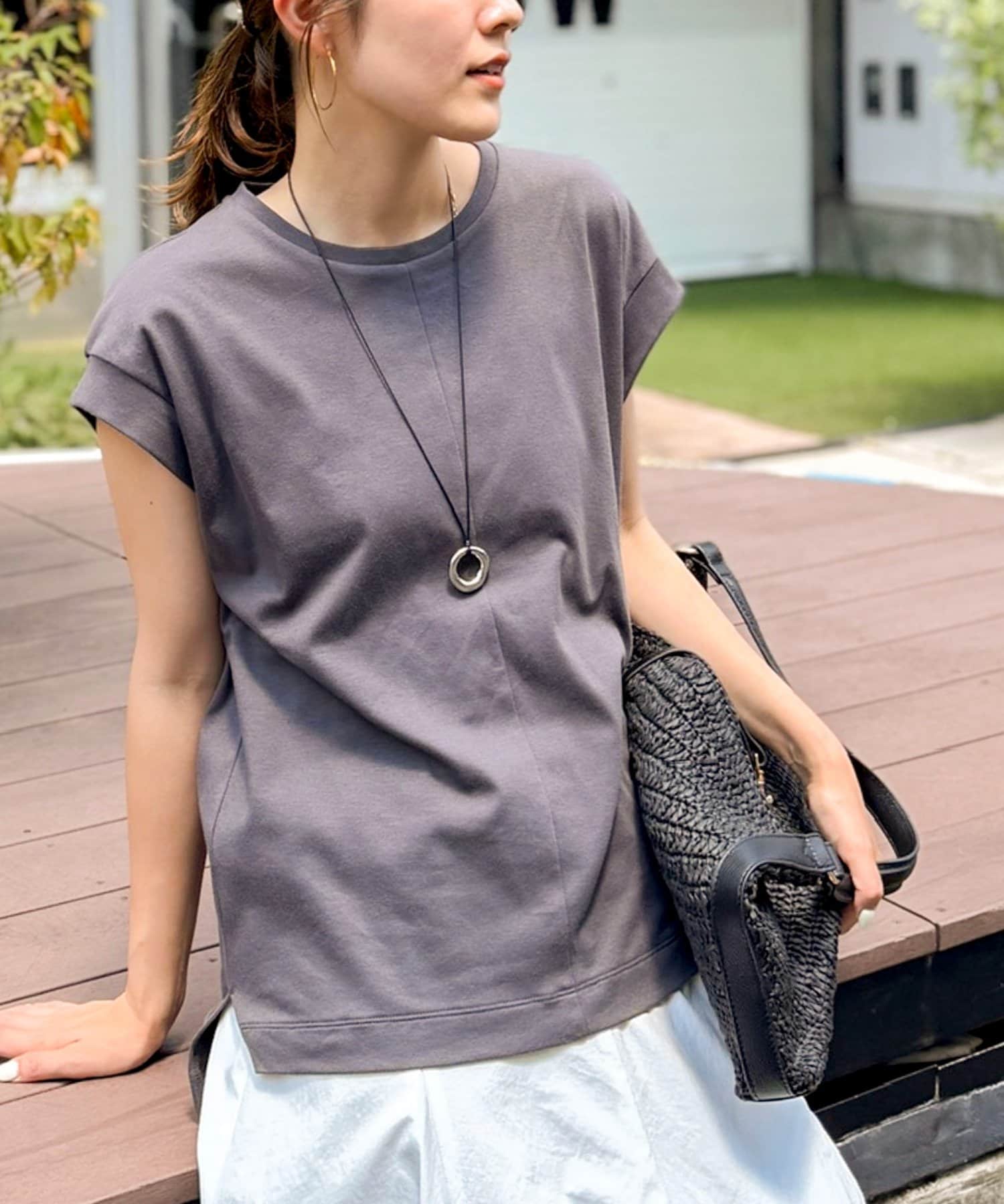 NOLLEY'S(ノーリーズ) 《ノーリーズオリジナル美容Tシャツ》シルクアミノ酸加工オーバーノースリーブ