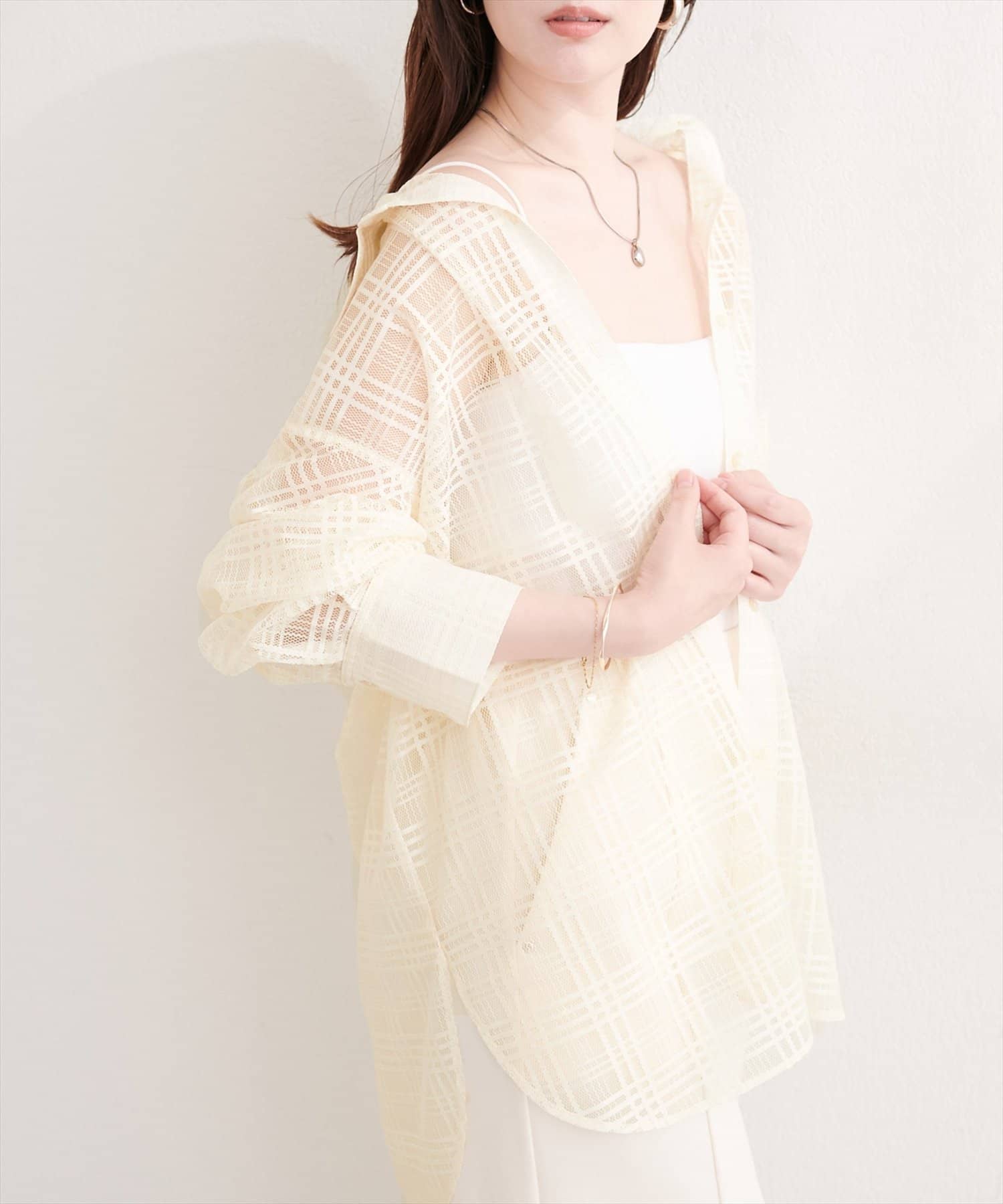 natural couture(ナチュラルクチュール) シアーチェックシャツ