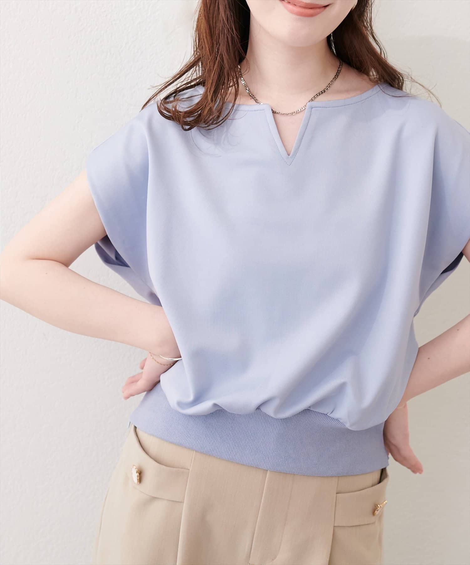 natural couture(ナチュラルクチュール) きれいめポンチキーネックTOPS