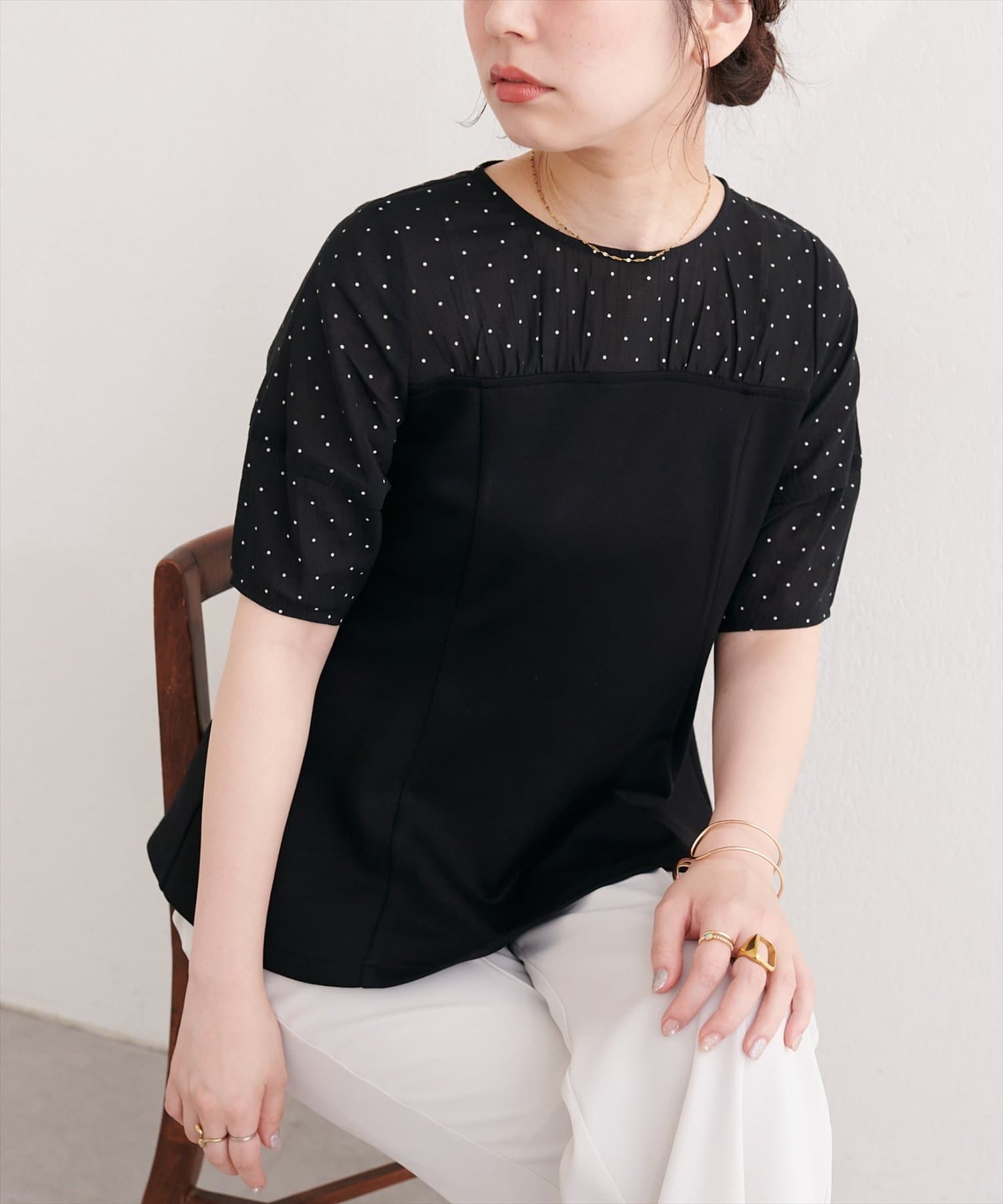 natural couture(ナチュラルクチュール) シアーペプラムトップス