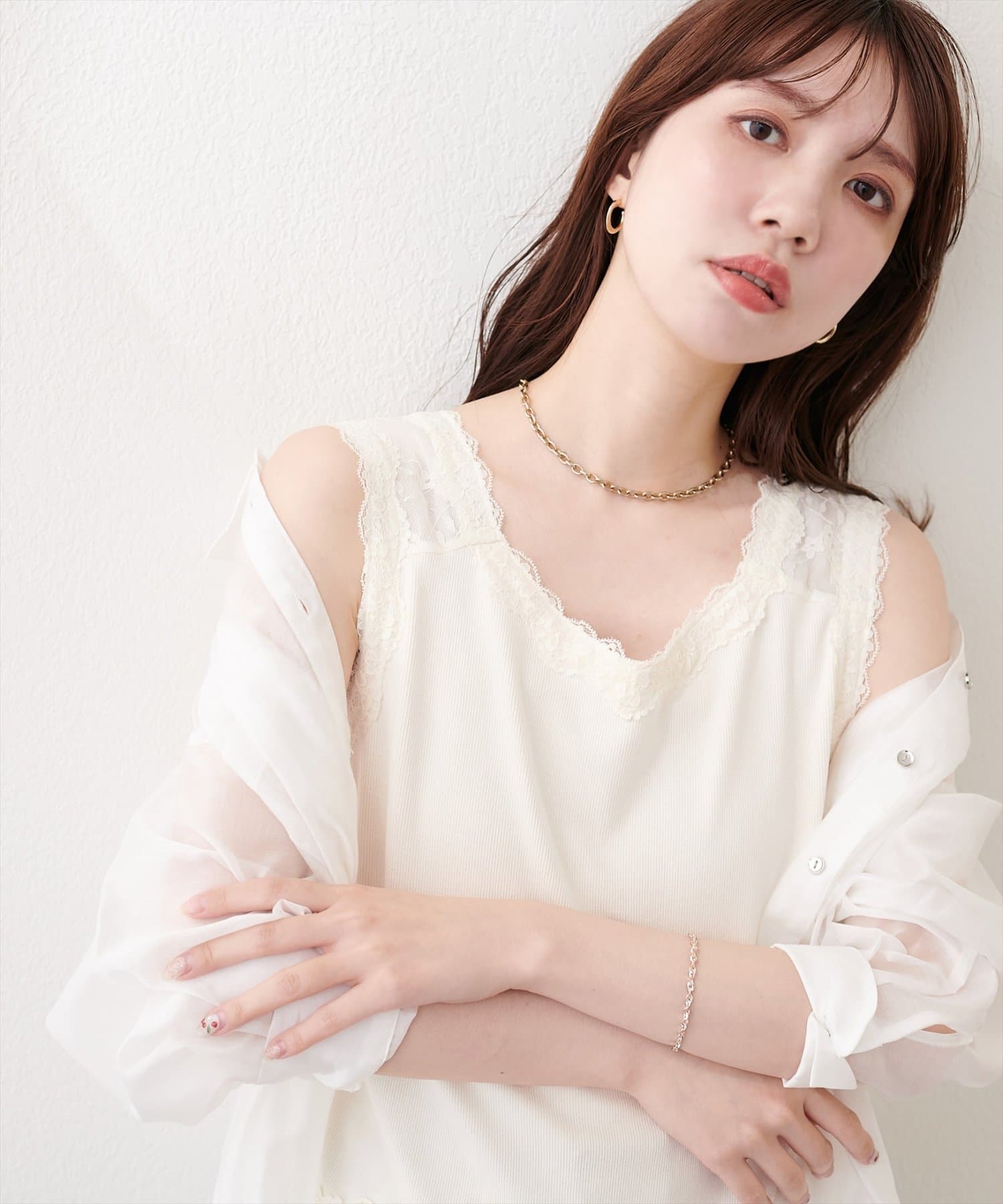 natural couture(ナチュラルクチュール) レーストリムテレコタンク