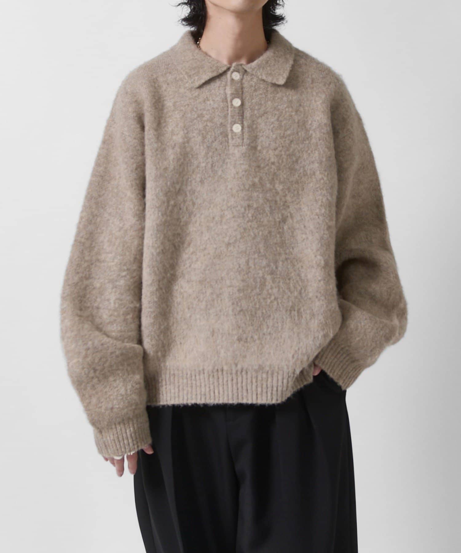 Lui's(ルイス) 【Neucon】ファインソフトシャギーニットポロシャツ