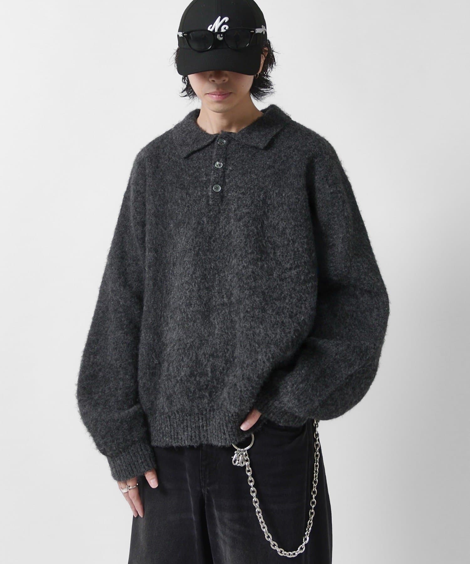 Lui's(ルイス) 【Neucon】ファインソフトシャギーニットポロシャツ