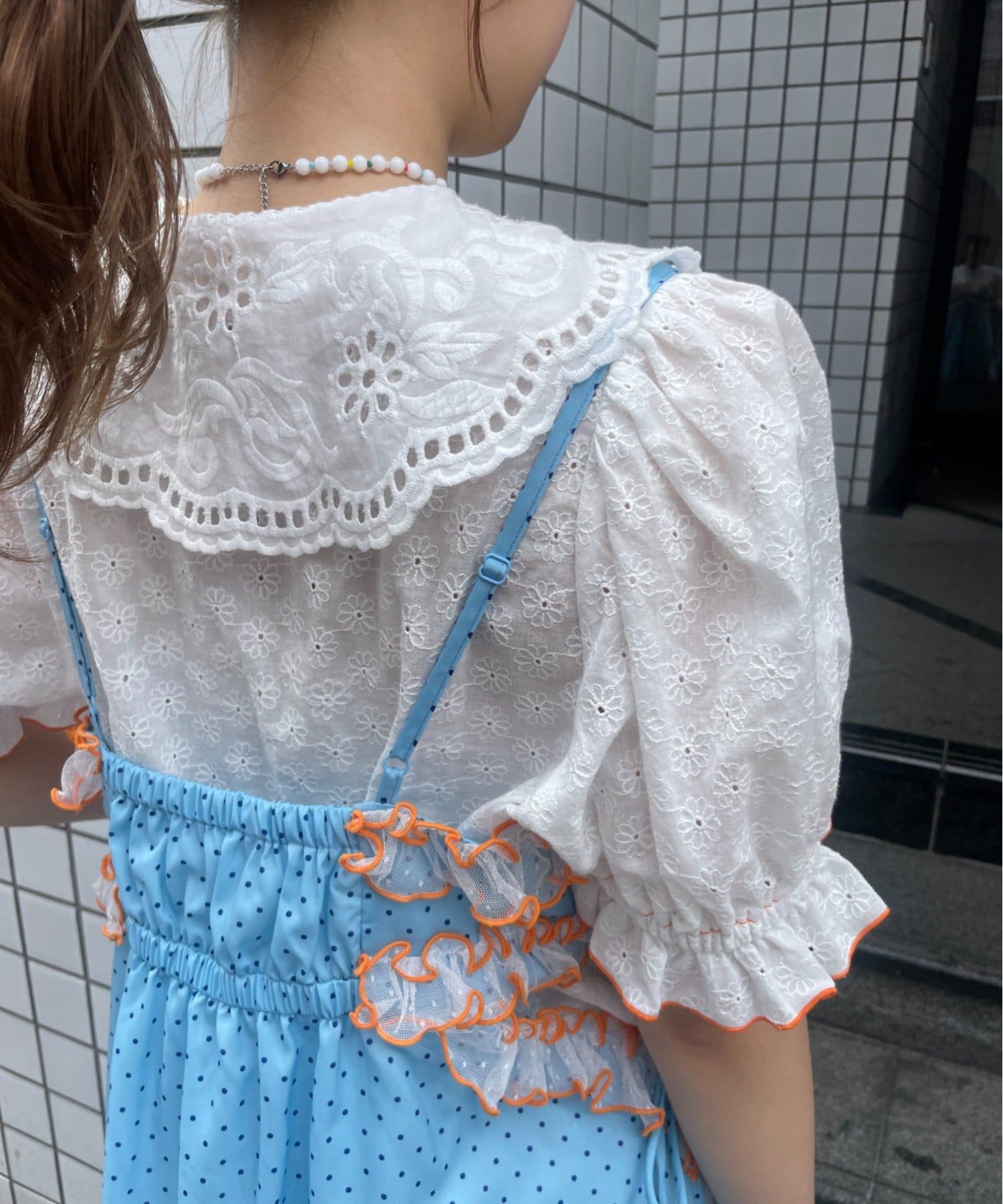 CIAOPANIC TYPY(チャオパニックティピー) 【HELLO.SANFRANCISCO】ドット柄レースキャミチュニック