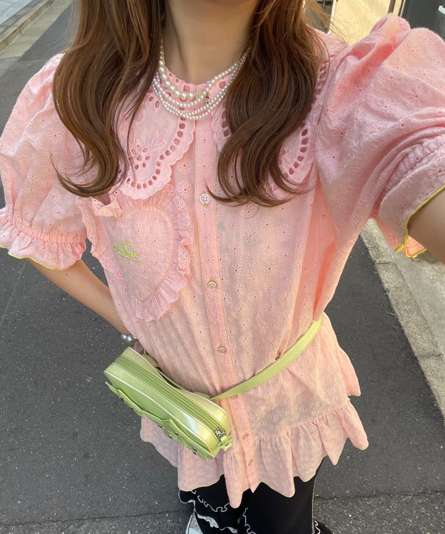 CIAOPANIC TYPY(チャオパニックティピー) 【HELLO.SANFRANCISCO】フリルレースチュニック半袖ブラウス