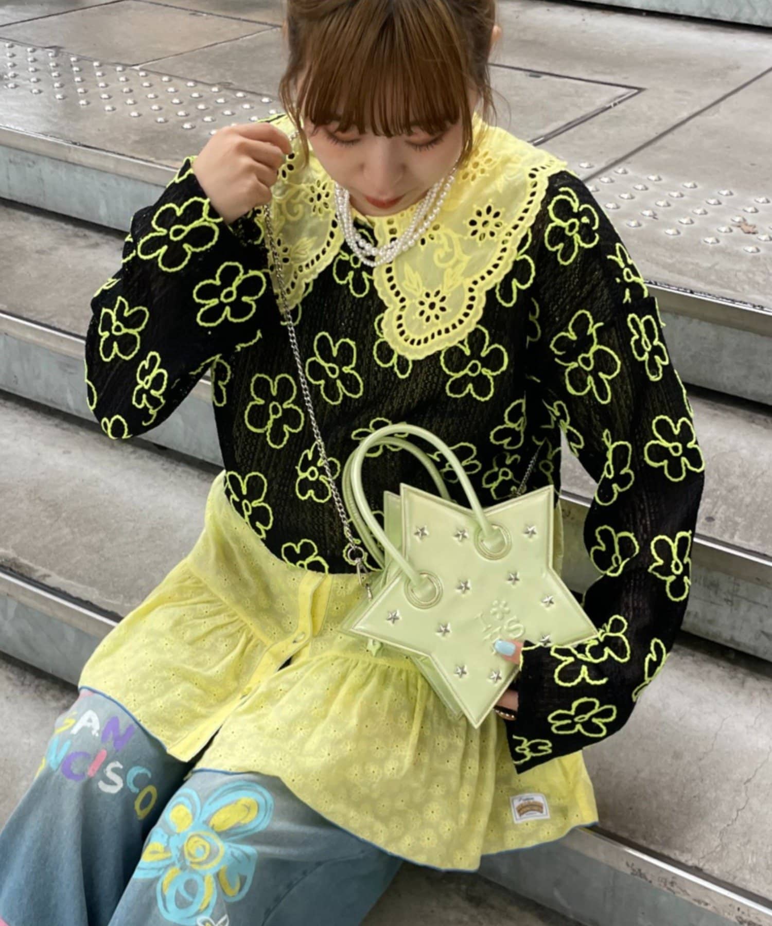 CIAOPANIC TYPY(チャオパニックティピー) 【HELLO.SANFRANCISCO】2WAYフラワーシアー刺繍ボレロ