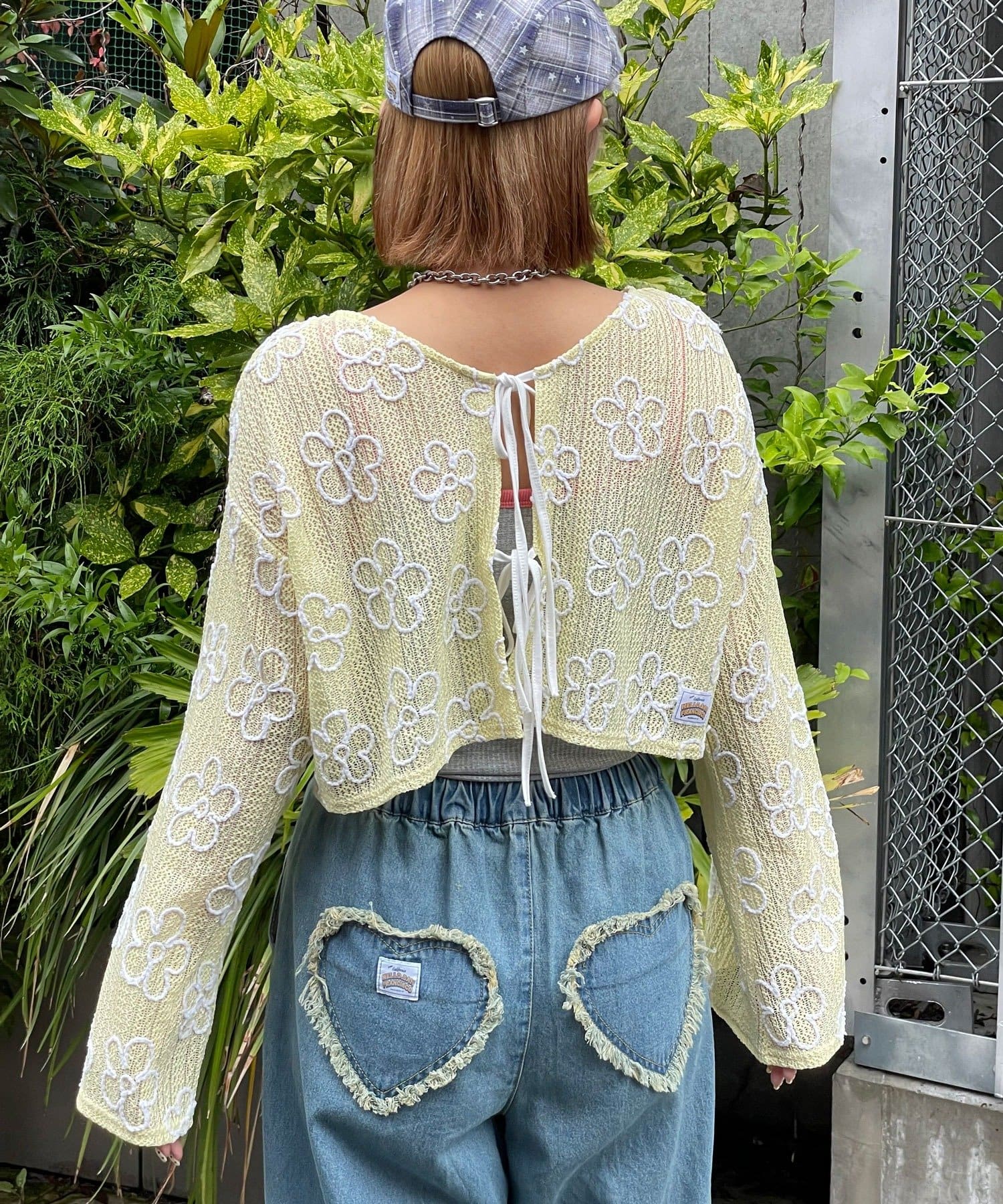 CIAOPANIC(チャオパニック) 【HELLO.SANFRANCISCO/ハローサンフランシスコ】2WAYフラワーシアー刺繍ボレロ