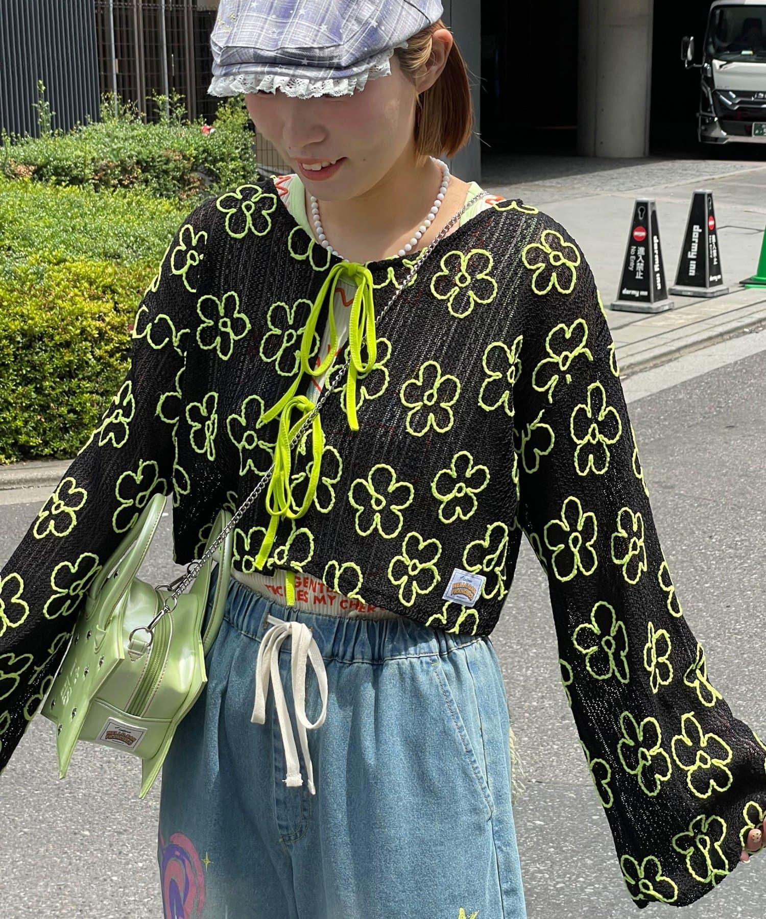 CIAOPANIC(チャオパニック) 【HELLO.SANFRANCISCO/ハローサンフランシスコ】2WAYフラワーシアー刺繍ボレロ