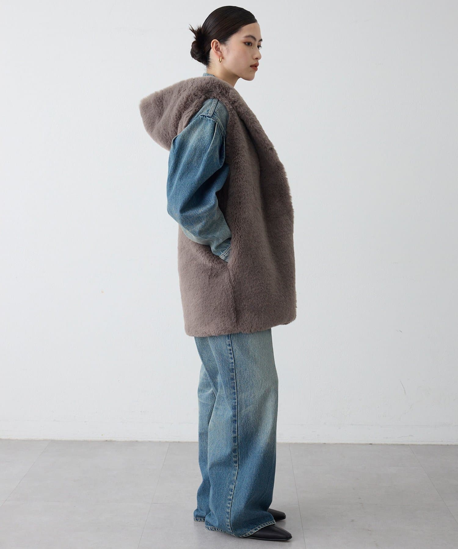 Whim Gazette(ウィム ガゼット) ＜WEB限定＞【THE PAUSE】フェイクレッキスフードジレ