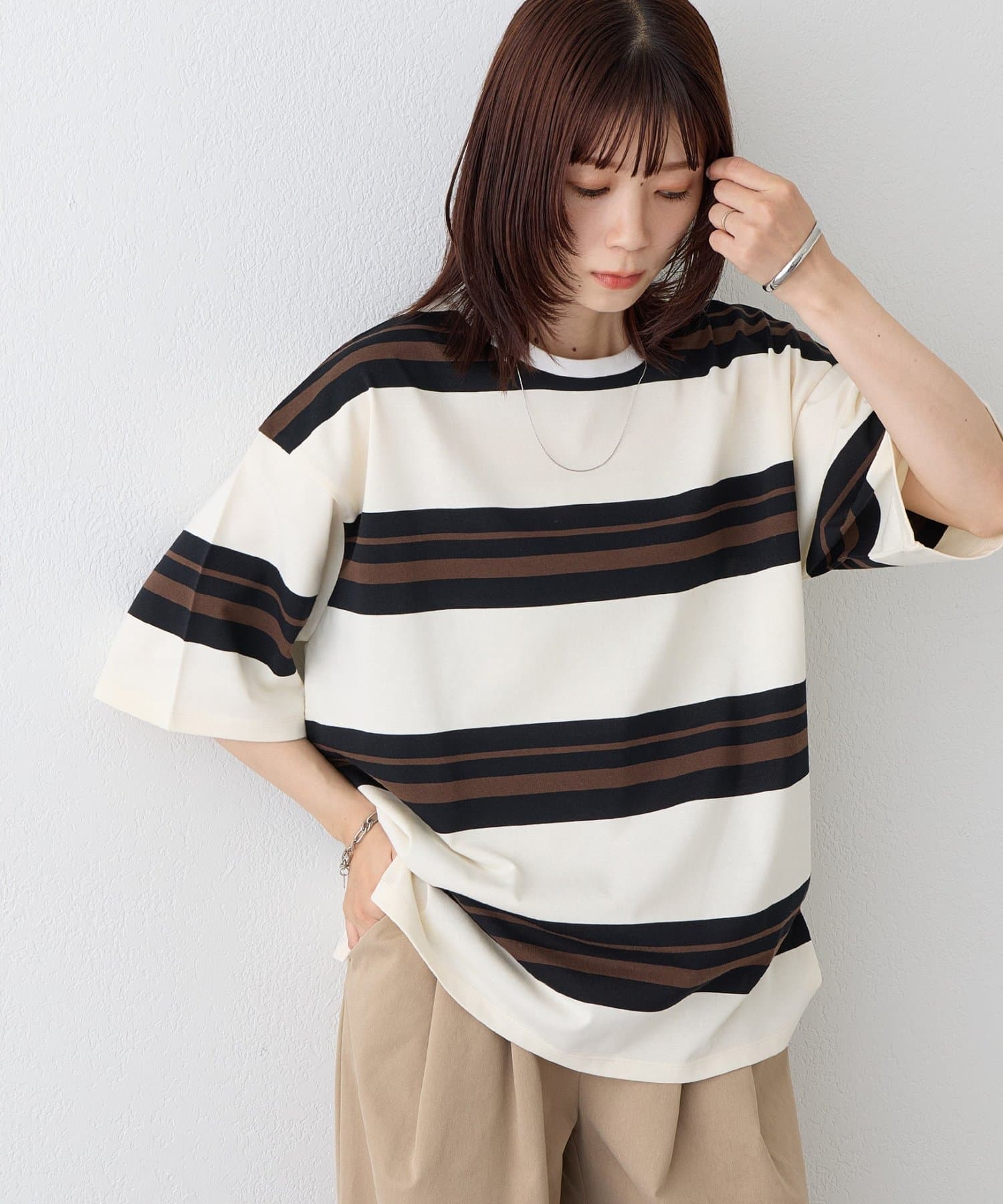 DISCOAT(ディスコート) 【WEB限定】マルチボーダービッグTシャツ