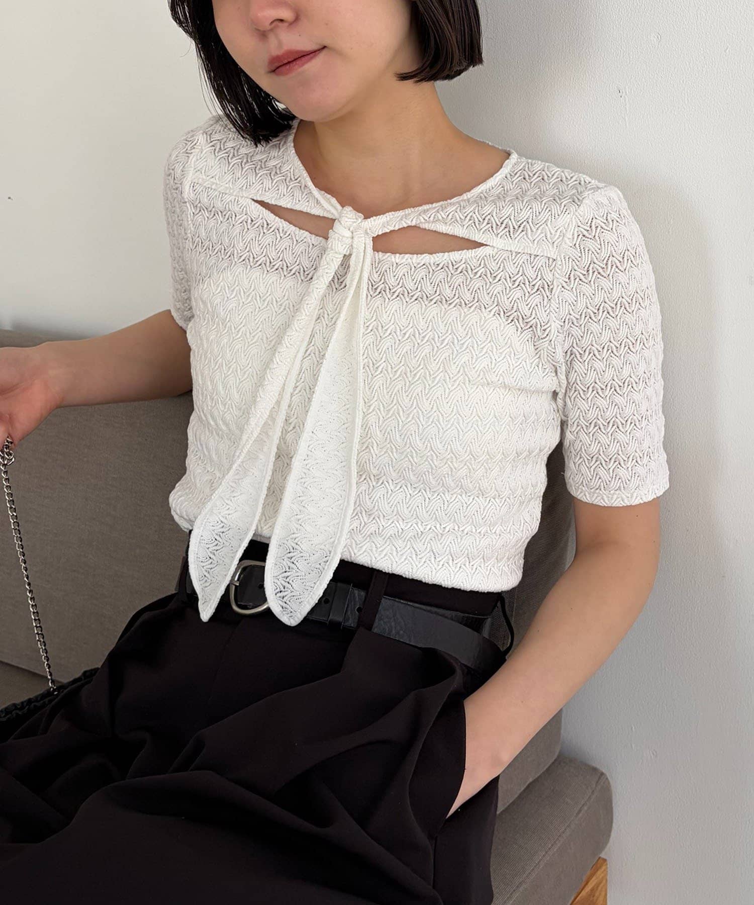 OUTLET(アウトレット) 【CAPRICIEUX LE'MAGE】レースノット5分袖トップス