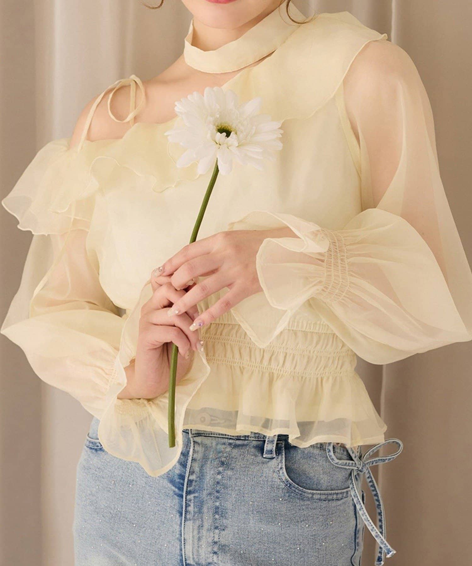 NICE CLAUP / OLIVE des OLIVE OUTLET(ナイスクラップ  / オリーブ デ オリーブ アウトレット) 【one after another】オフショルブラウス