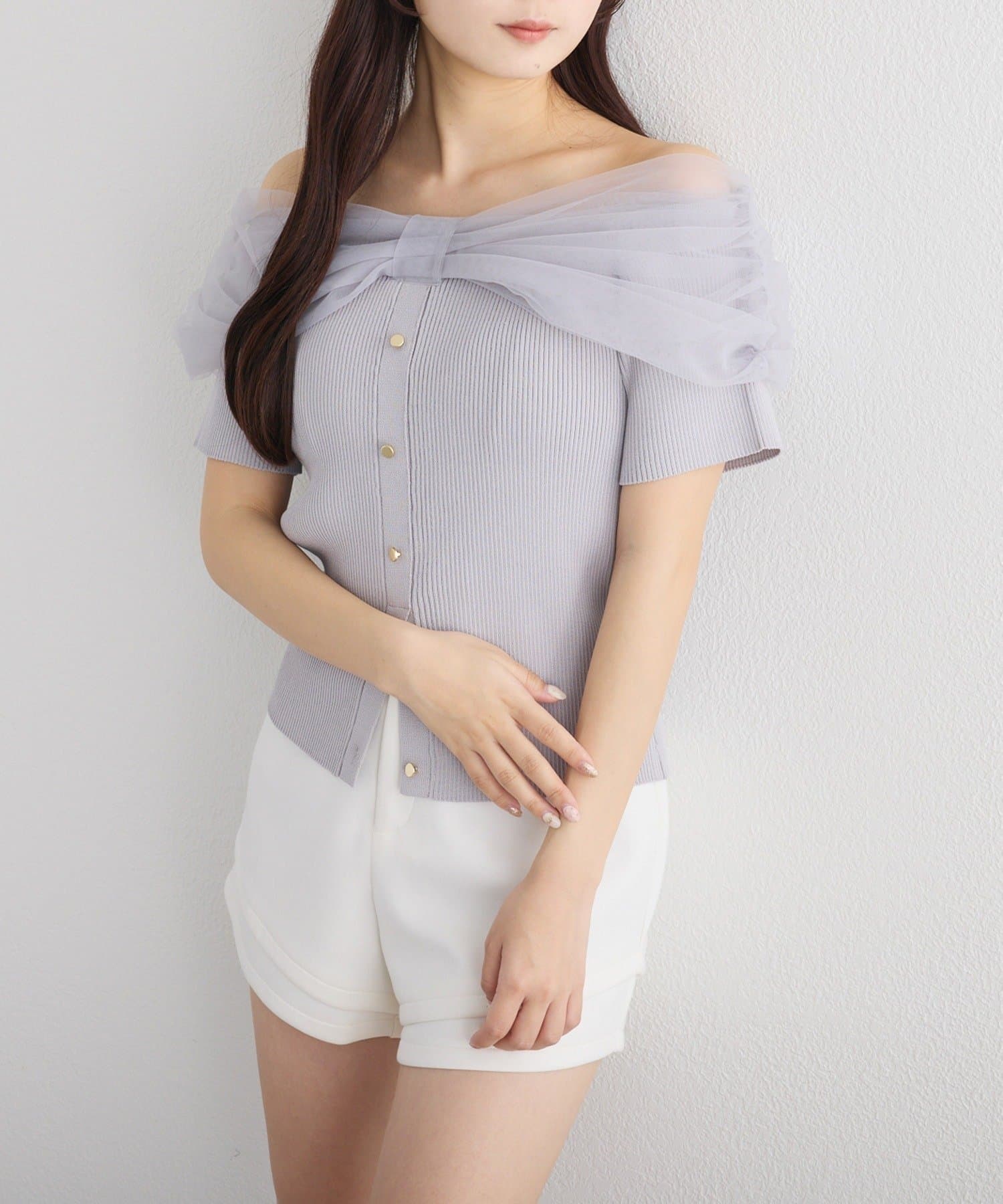 NICE CLAUP / OLIVE des OLIVE OUTLET(ナイスクラップ  / オリーブ デ オリーブ アウトレット) 【one after another】リボンチュールニット
