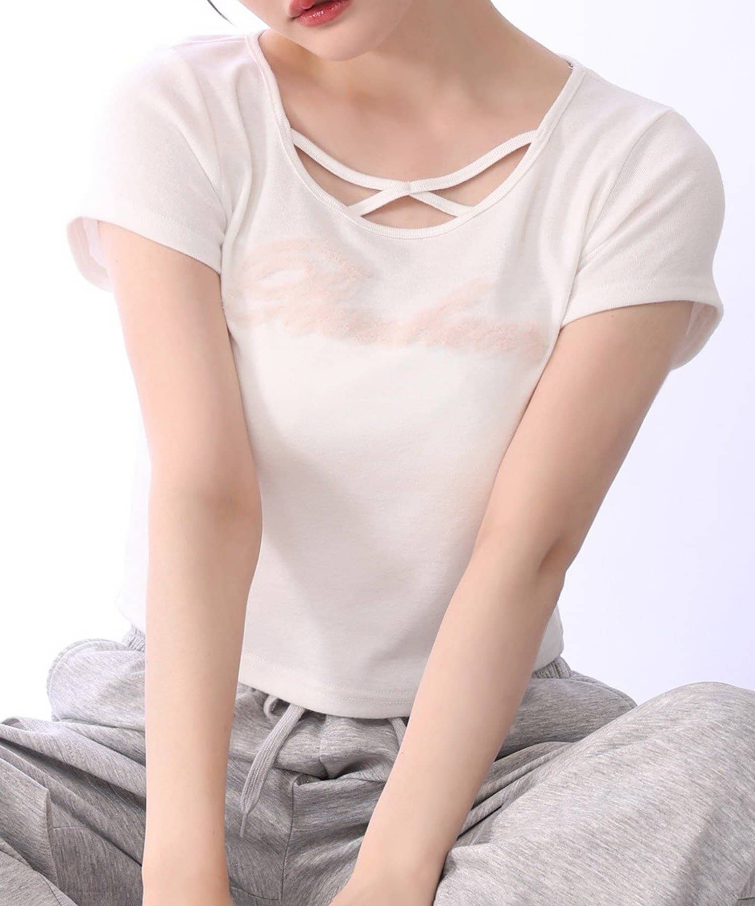NICE CLAUP / OLIVE des OLIVE OUTLET(ナイスクラップ  / オリーブ デ オリーブ アウトレット) 【one after another】チュールロゴT