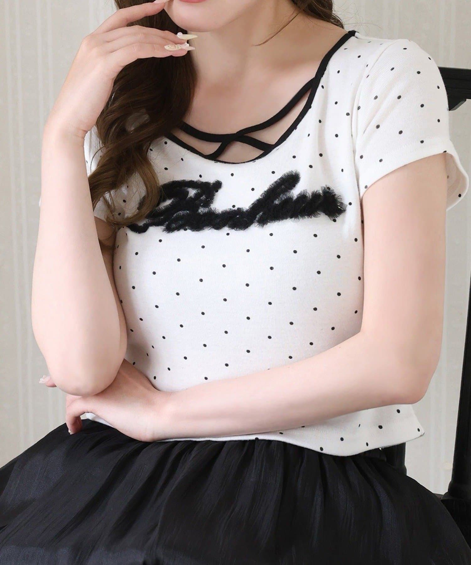 NICE CLAUP / OLIVE des OLIVE OUTLET(ナイスクラップ  / オリーブ デ オリーブ アウトレット) 【one after another】チュールロゴT
