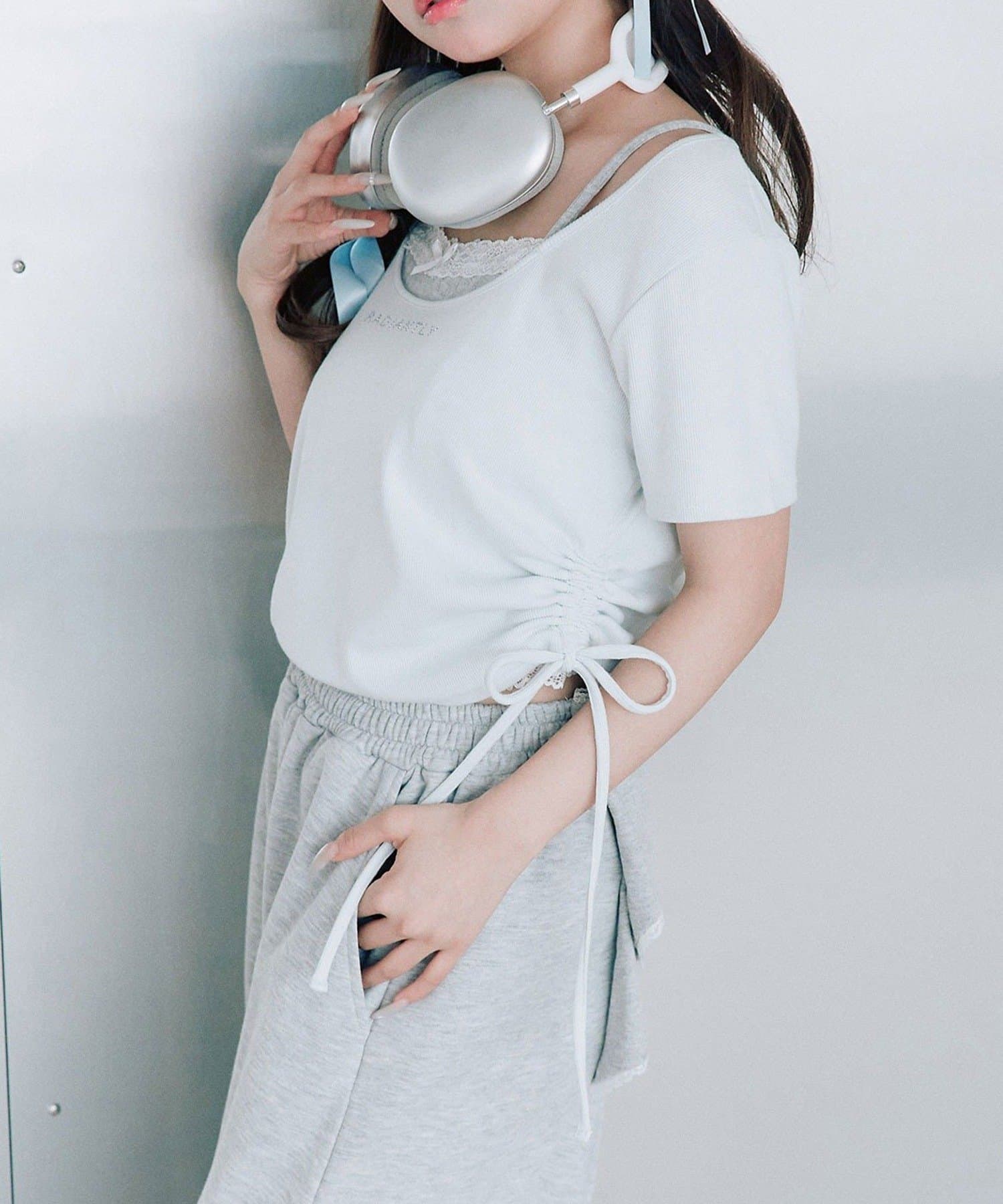 NICE CLAUP / OLIVE des OLIVE OUTLET(ナイスクラップ  / オリーブ デ オリーブ アウトレット) 【OLIVE des OLIVE】レイヤード風ドロストTシャツ